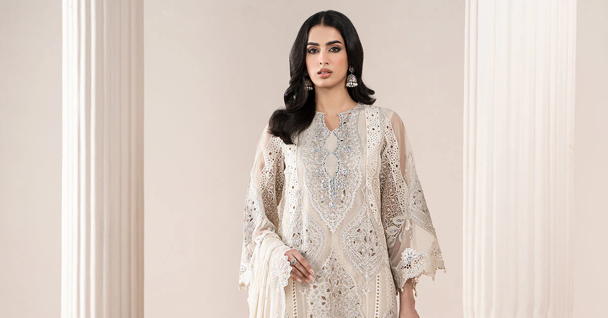 3 Piece Embroidered Organza Suit | ELS-25-09 - Image 10