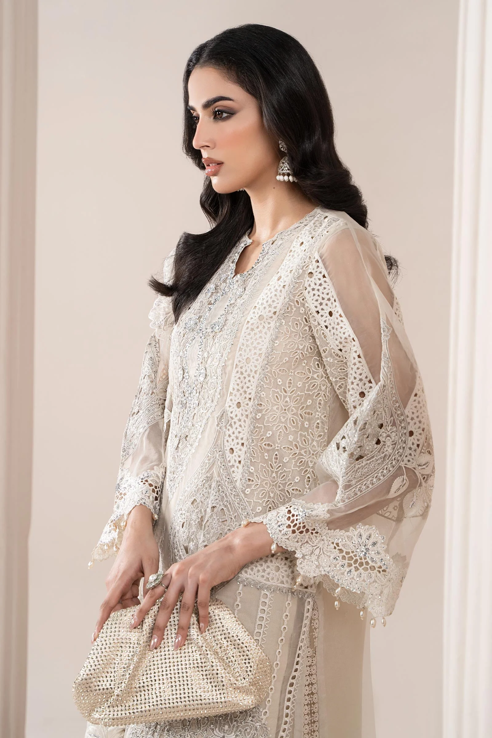 3 Piece Embroidered Organza Suit | ELS-25-09 - Image 2