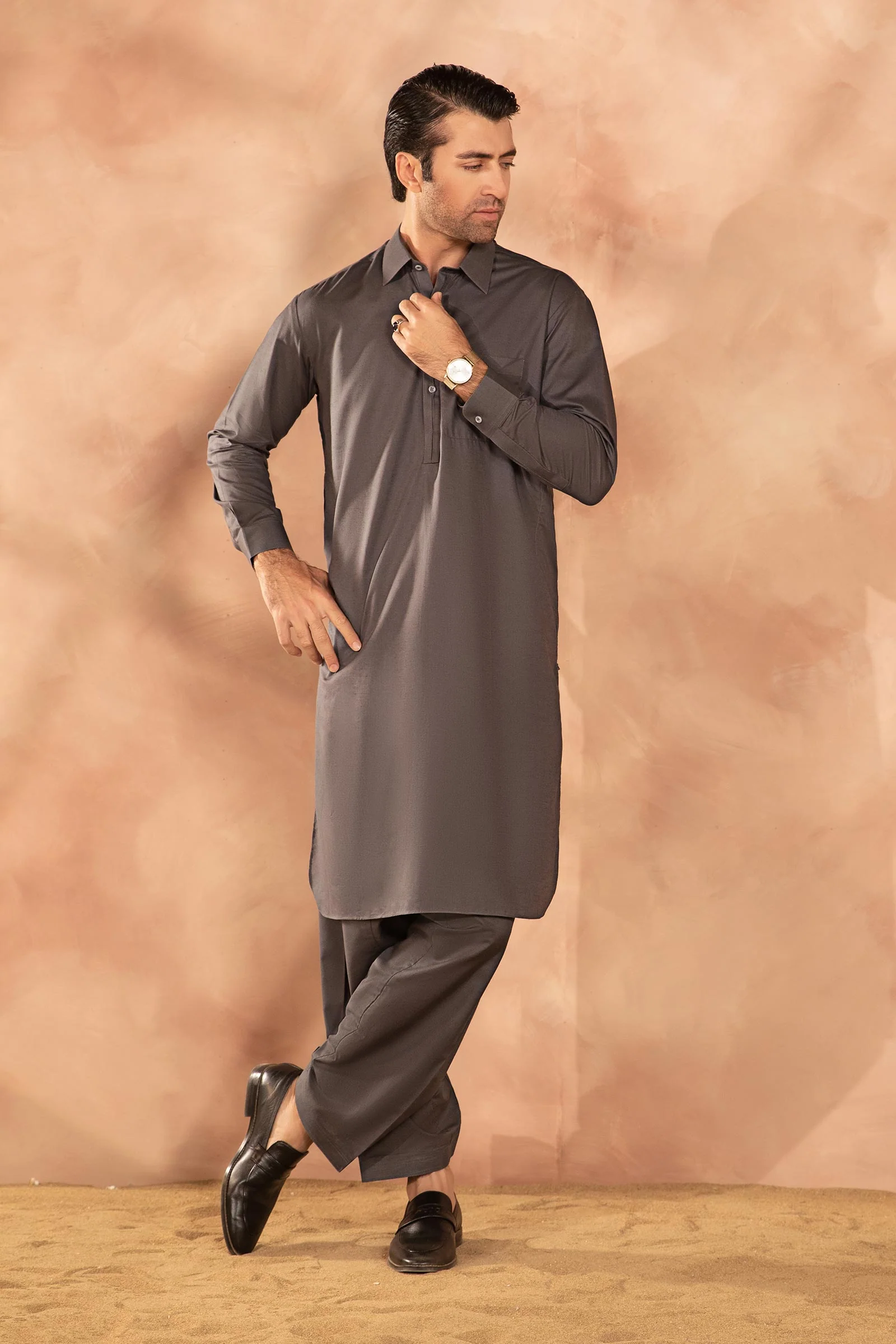 Dyed Cotton Silk Suit
