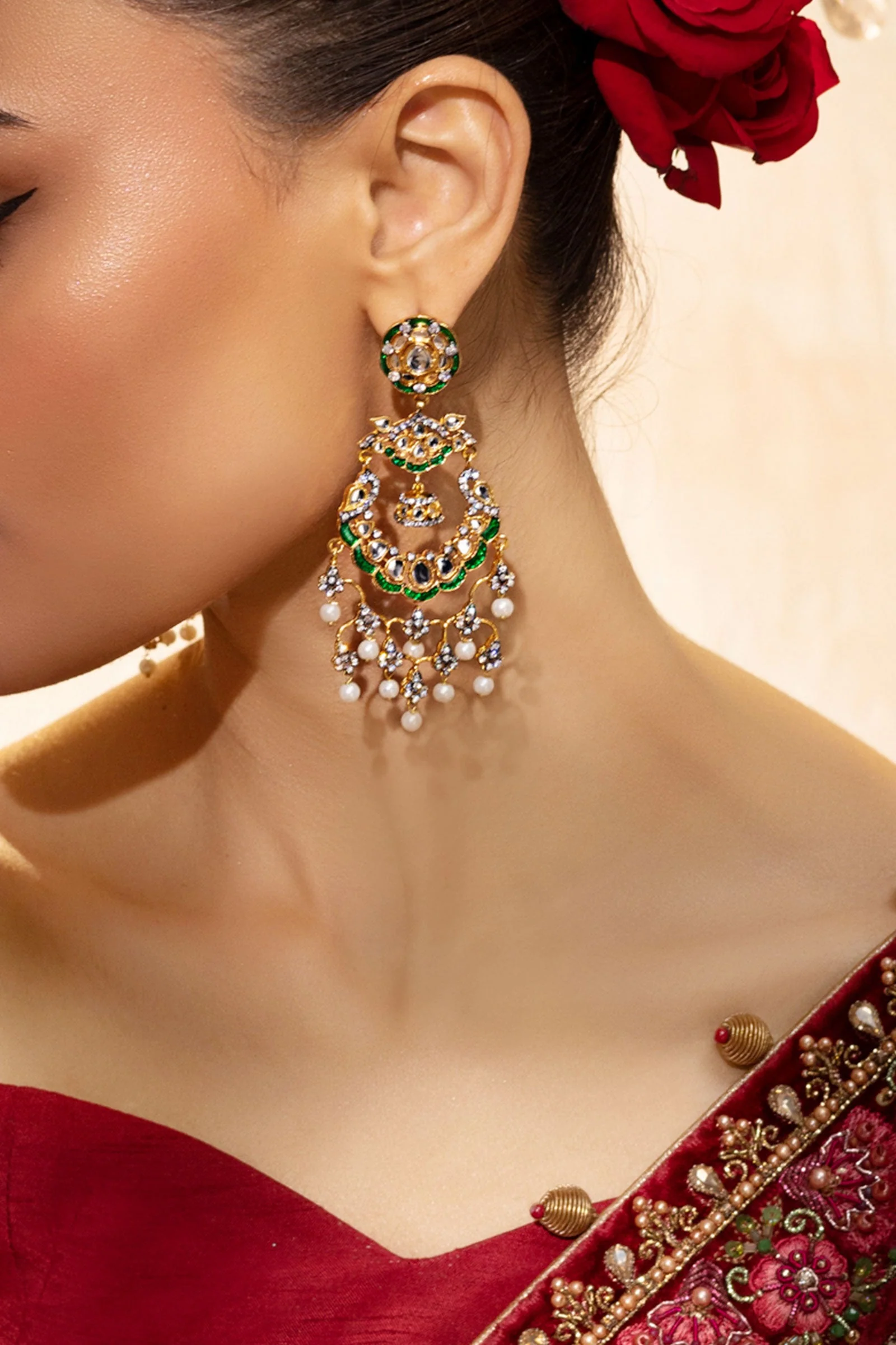 Kundan Chandbali Earrings - Image 2