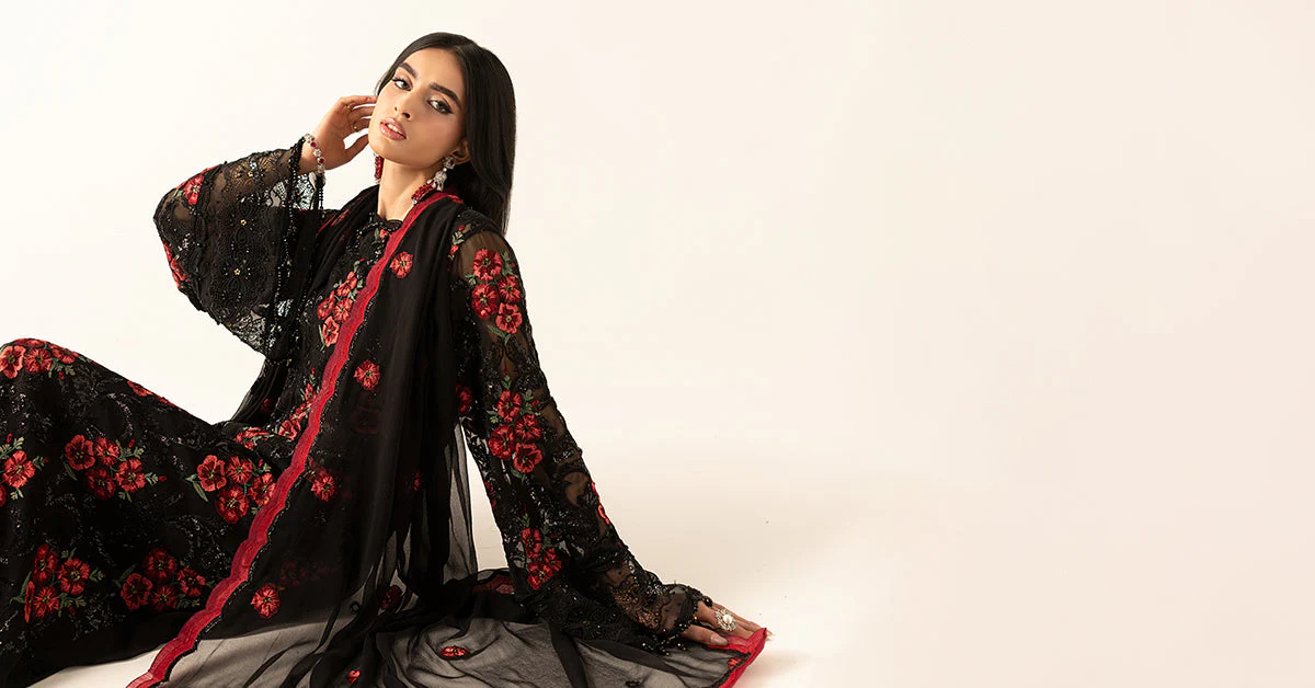 Embroidered Chiffon Fabric (3Pcs) - Image 10
