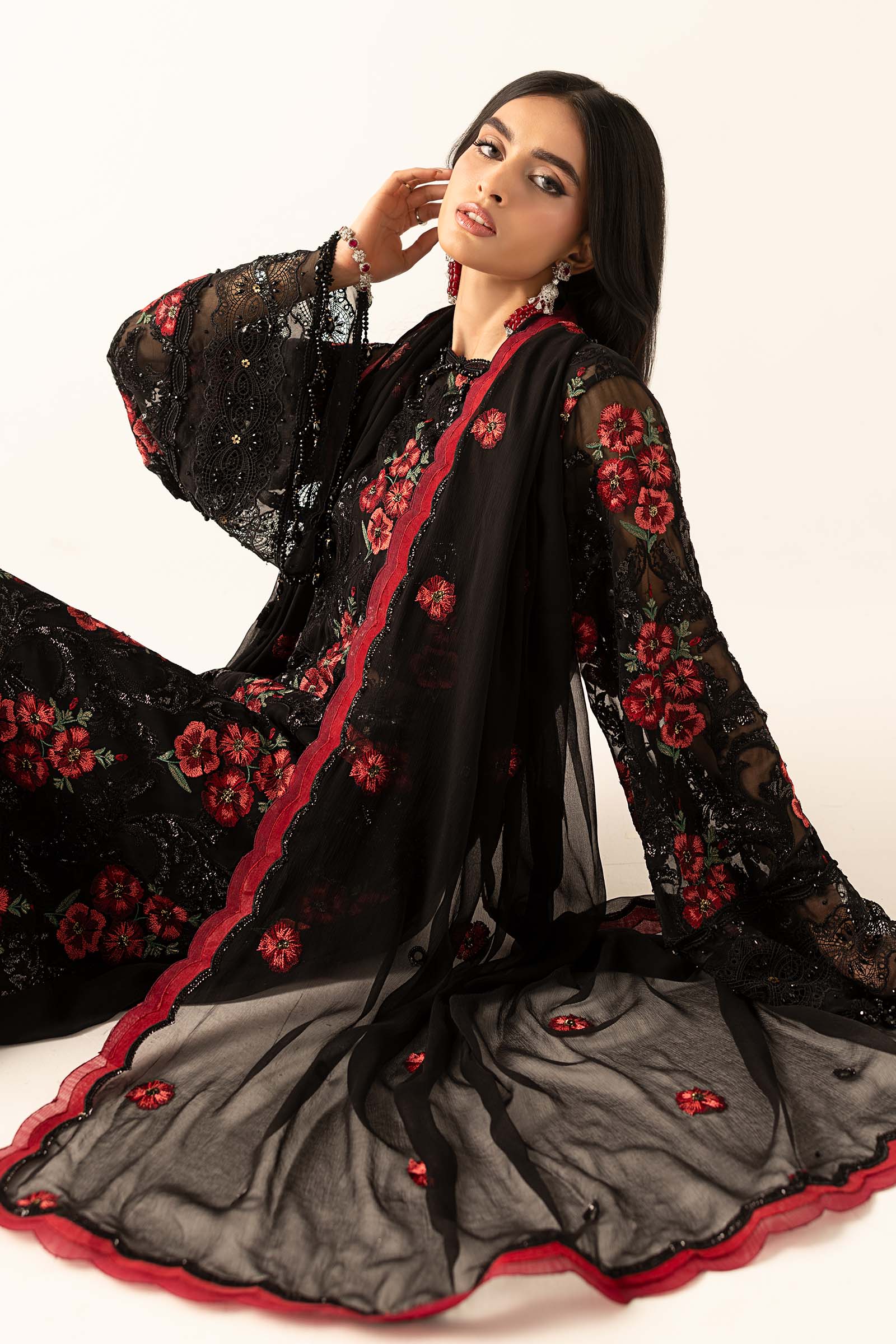 Embroidered Chiffon Fabric (3Pcs) - Image 3