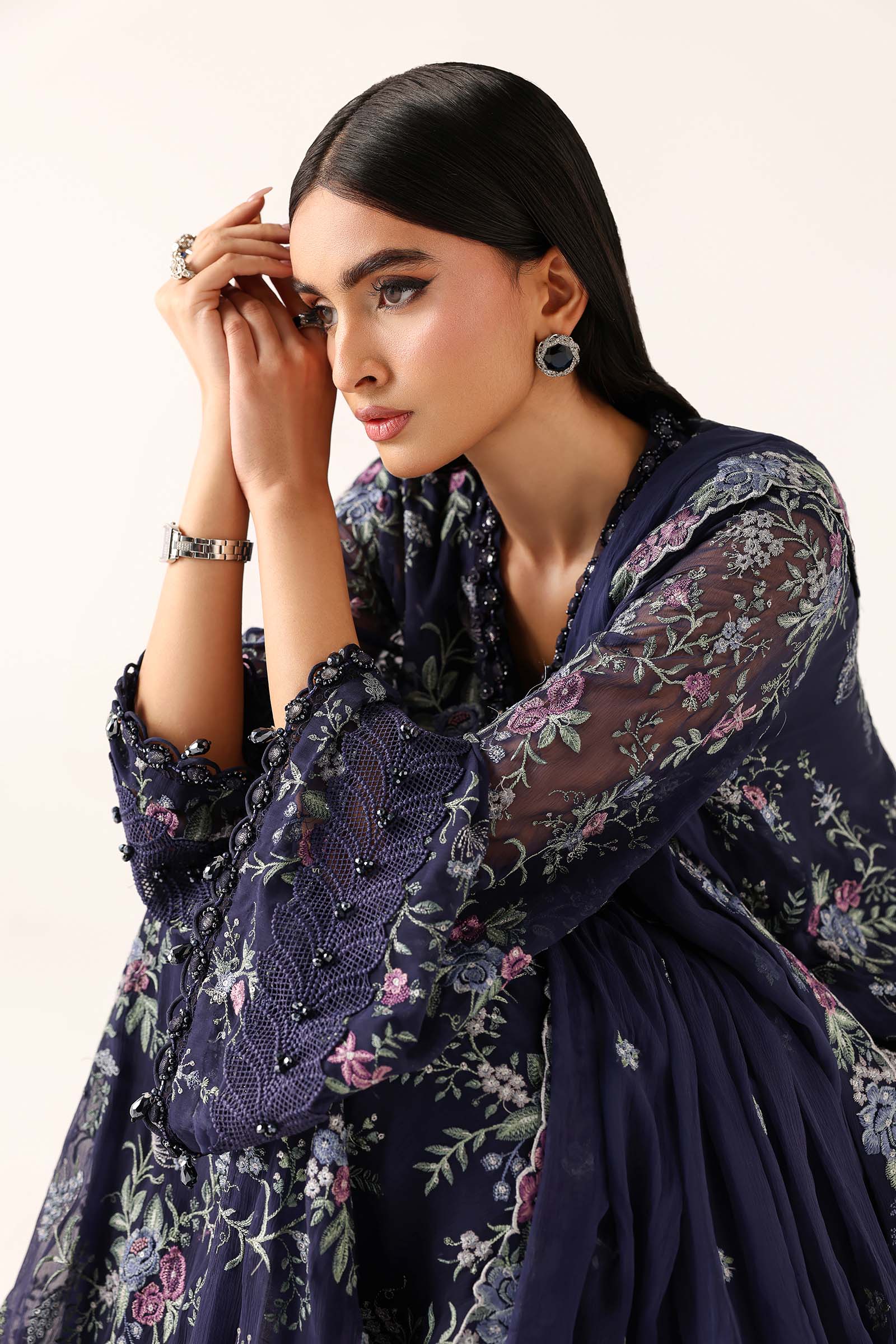 Embroidered Chiffon Fabric (3Pcs) - Image 4