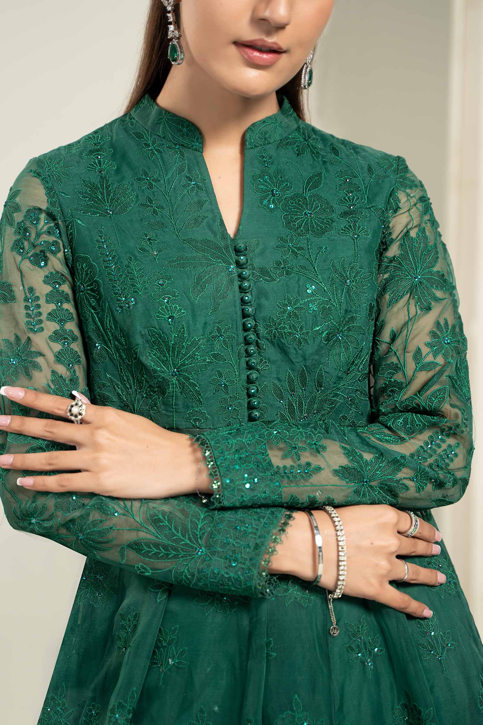 Embroidered Organza Fabric (1Pc) | LF-709 - Image 2