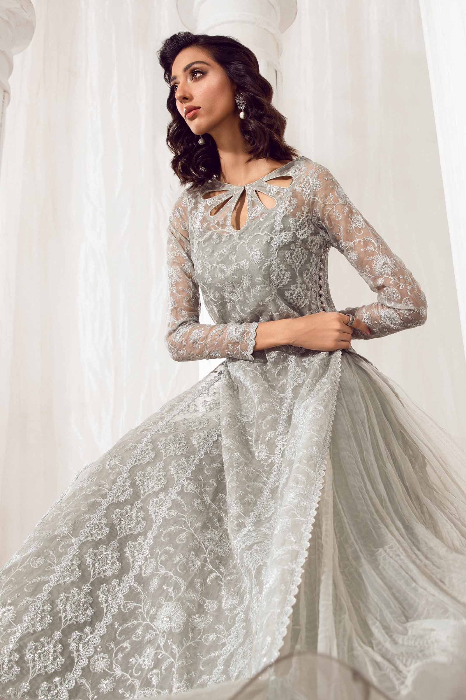 Embroidered Organza Fabric (2Pcs) | LF-713 - Image 3