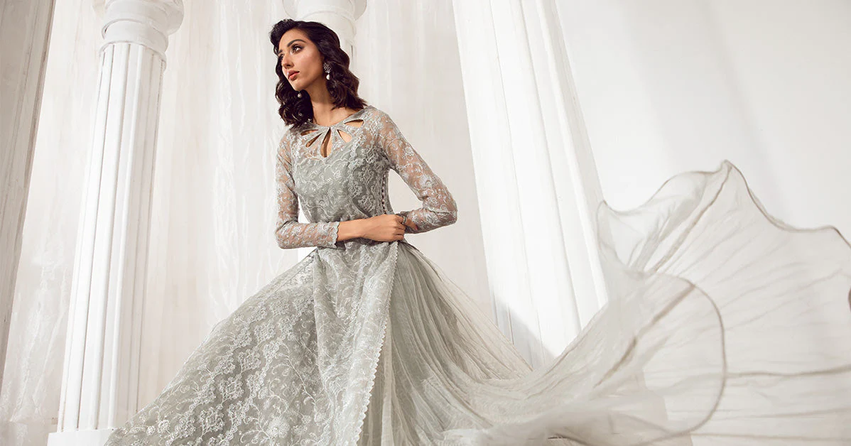 Embroidered Organza Fabric (2Pcs) | LF-713 - Image 8