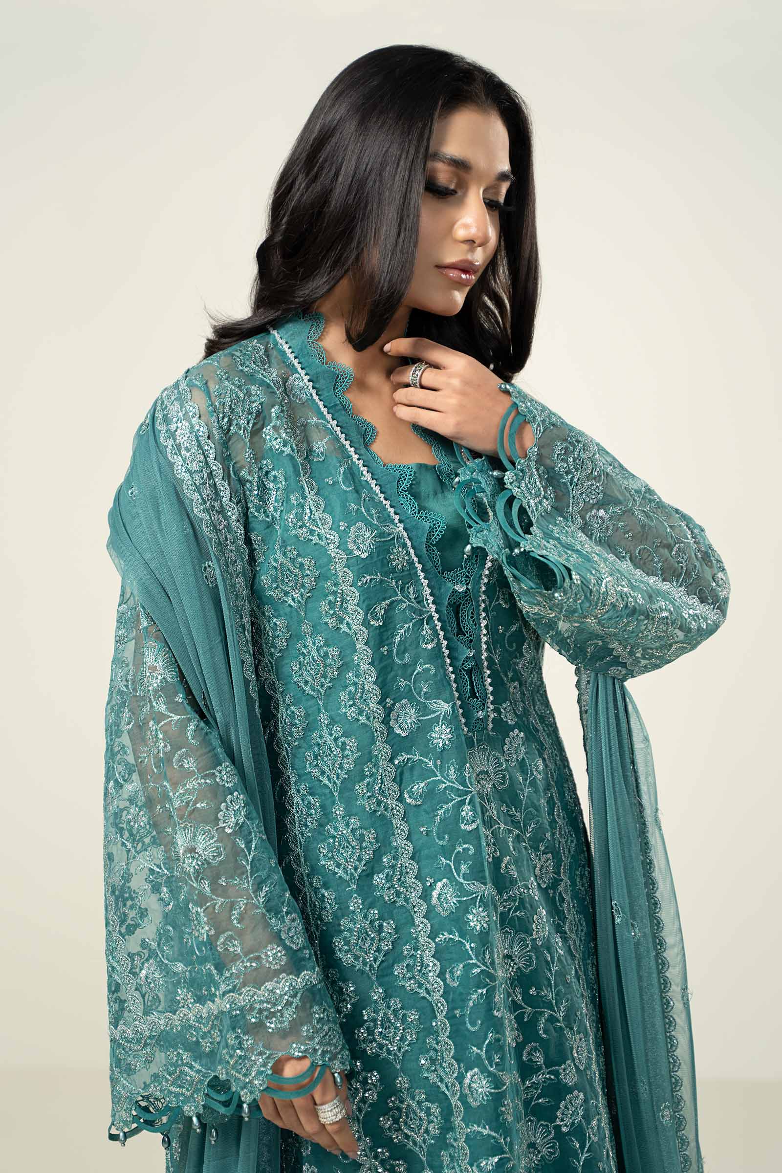 Embroidered Organza Fabric (2Pcs) | LF-714 - Image 2
