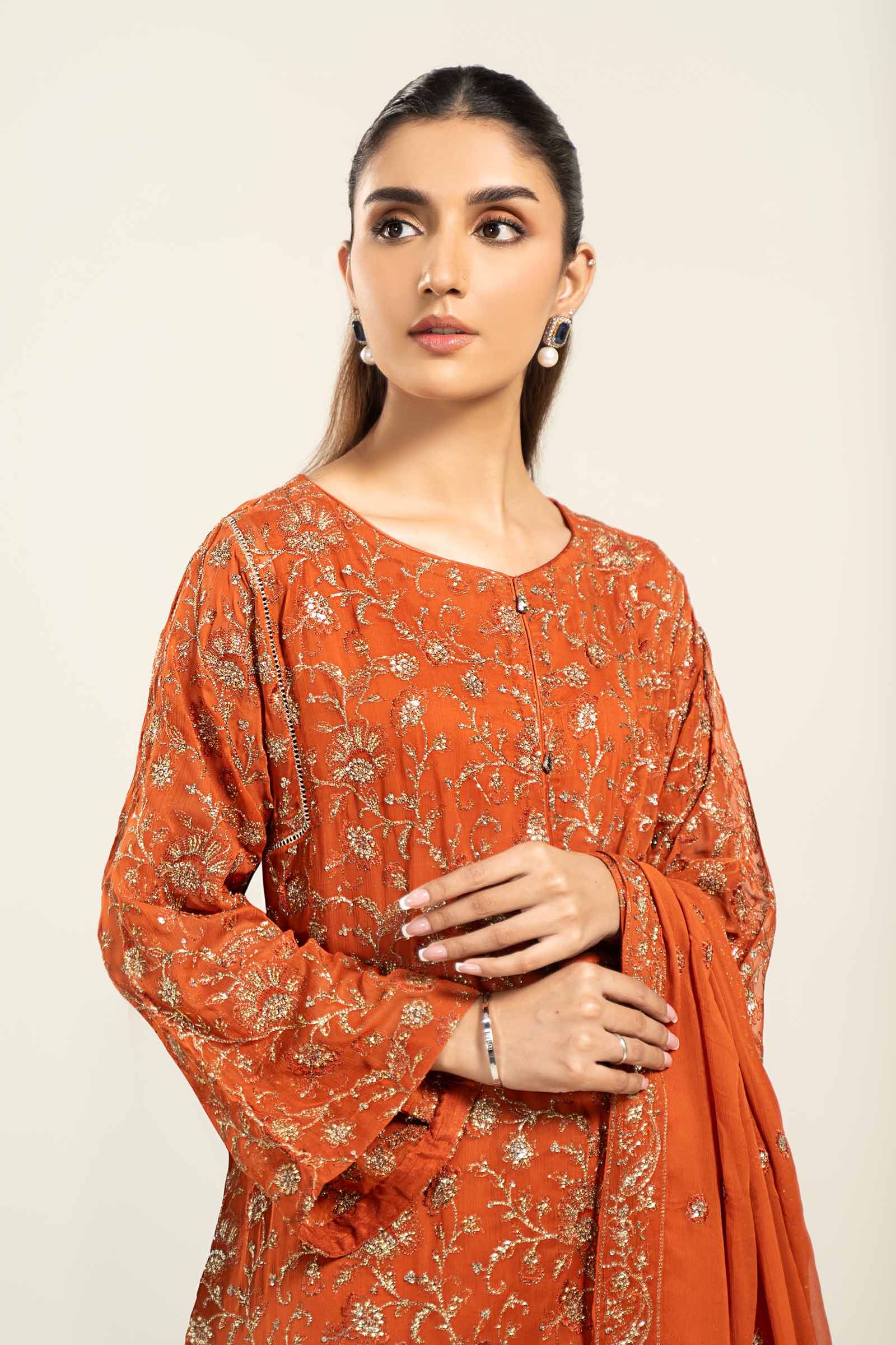 Embroidered Chiffon Fabric (2Pcs) | LF-717 - Image 2