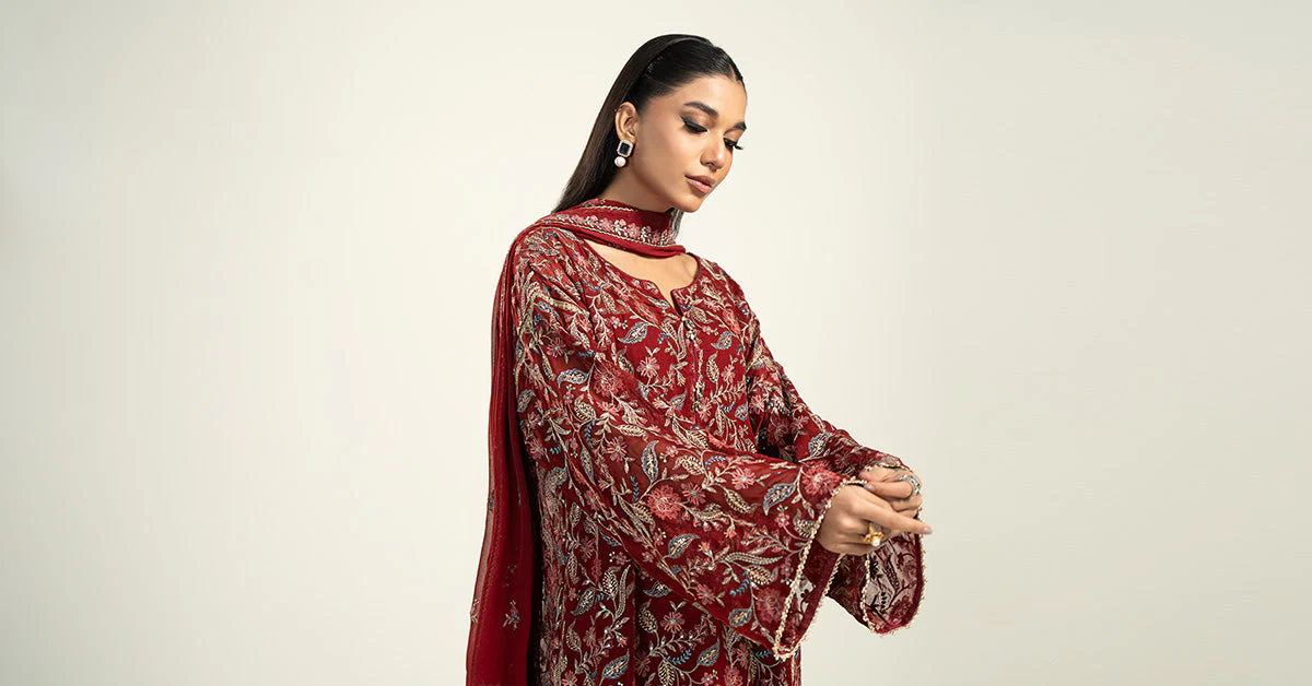 Embroidered Chiffon Fabric (2Pcs) | LF-719 - Image 9