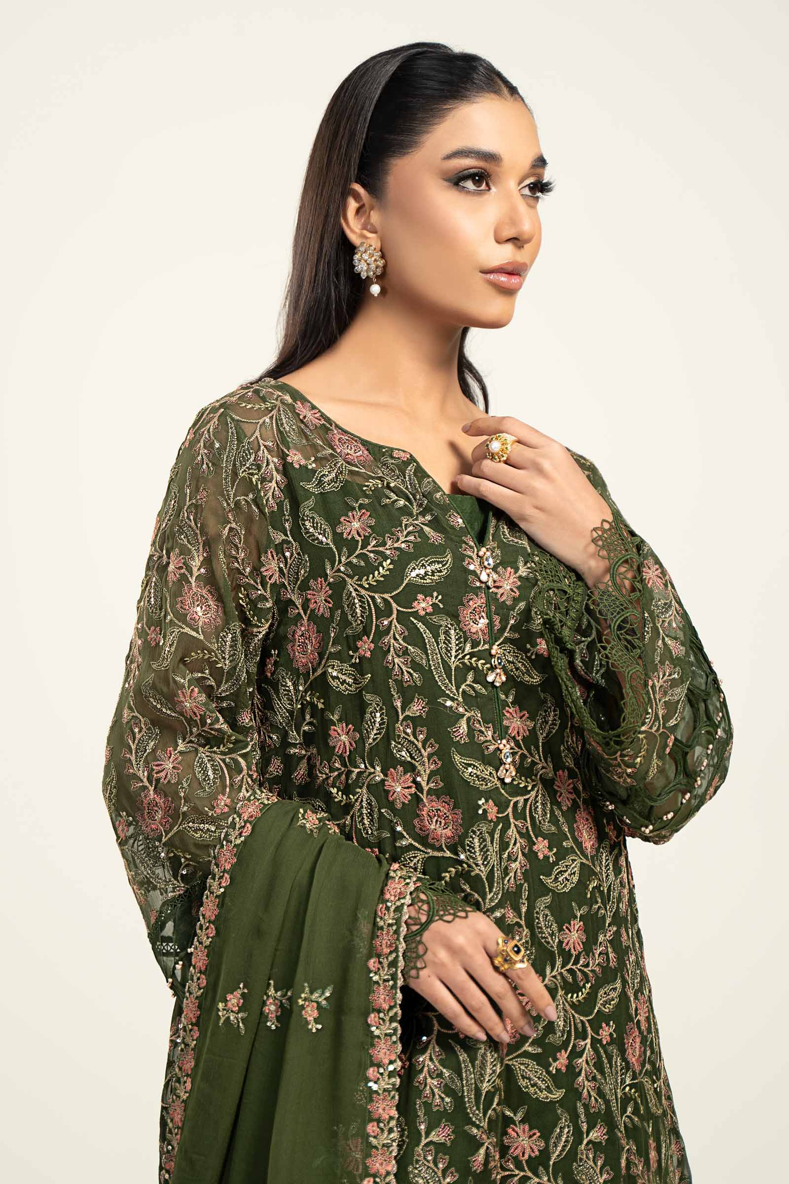Embroidered Chiffon Fabric (2Pcs) | LF-720 - Image 2