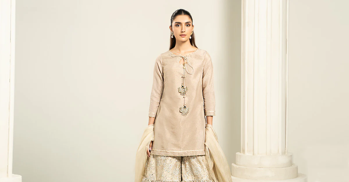 Embroidered Zari Net Fabric (2Pcs) | LF-726 - Image 5