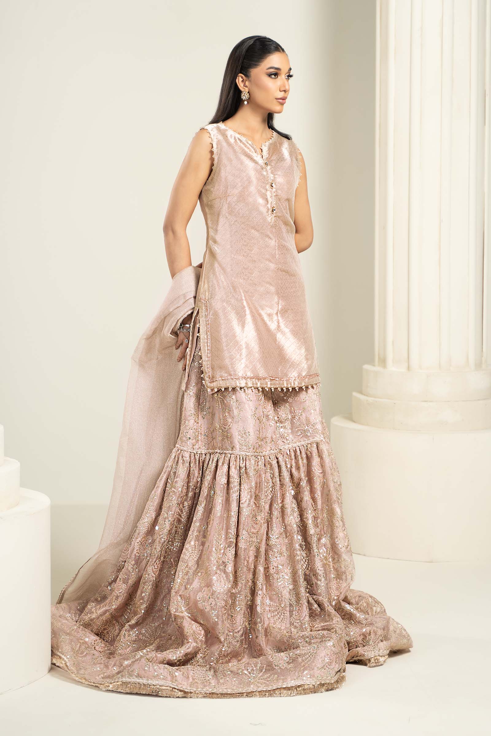 Embroidered Zari Net Fabric (2Pcs) | LF-727 - Image 4