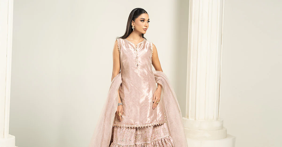Embroidered Zari Net Fabric (2Pcs) | LF-727 - Image 6