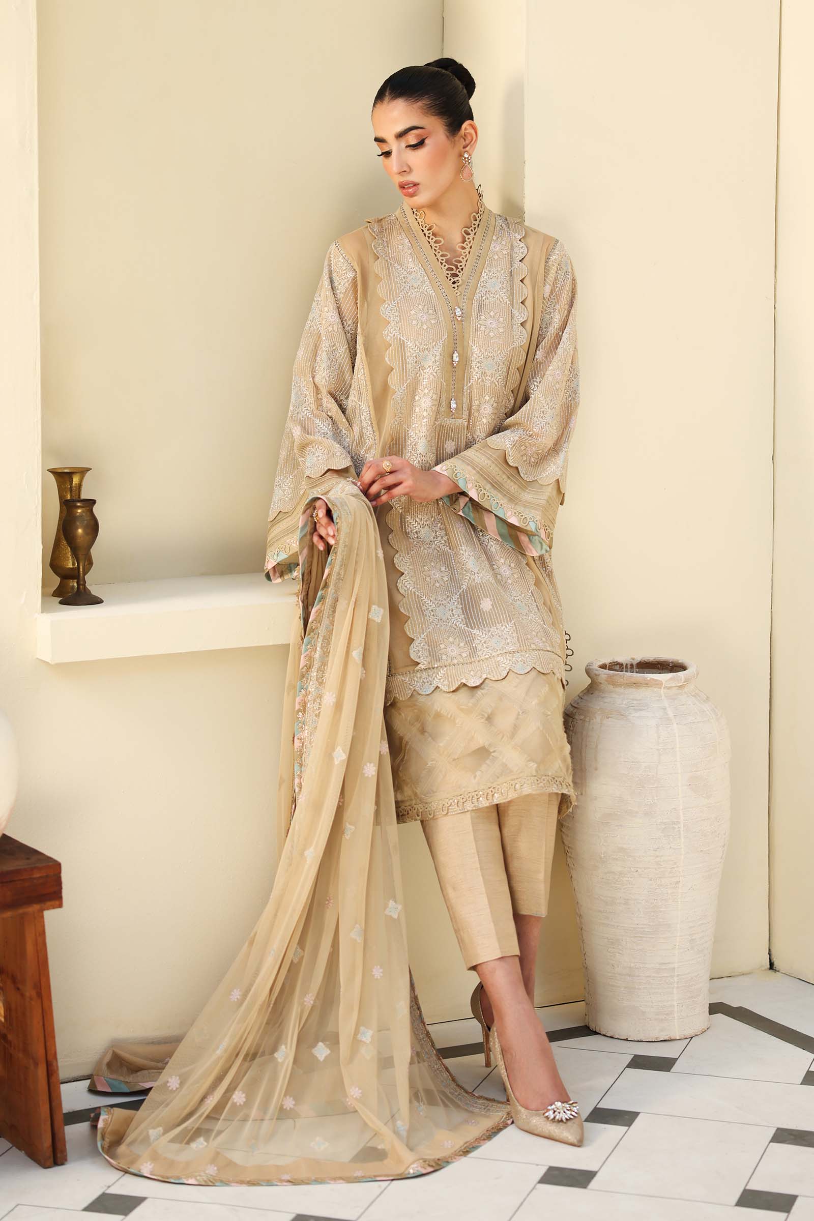 Embroidered Net Fabric (2Pcs) | LF-801 - Image 3
