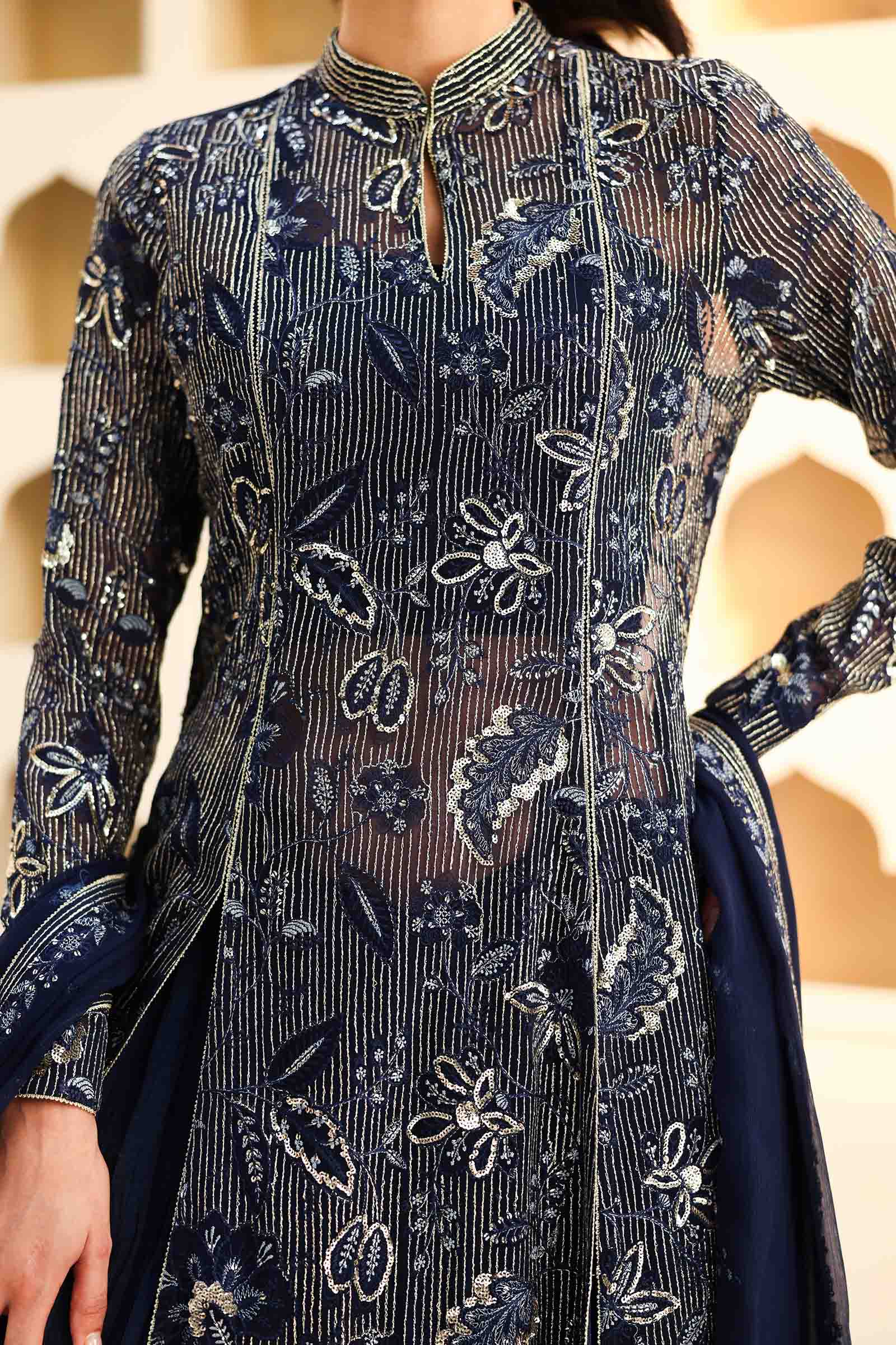 Embroidered Chiffon Fabric (3Pcs) | LF-819 - Image 5
