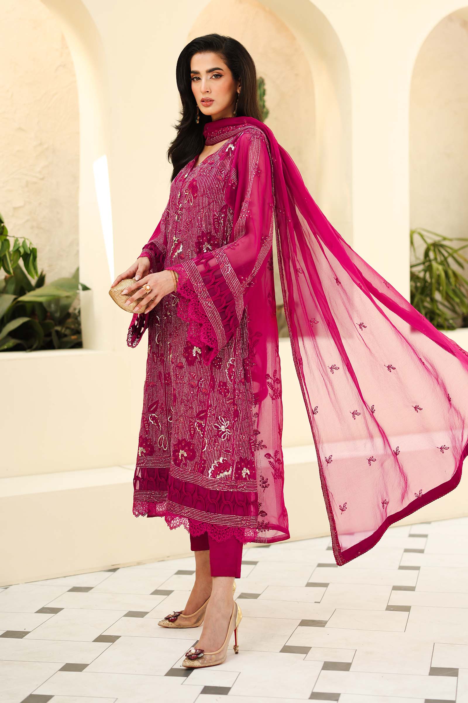 Embroidered Chiffon Fabric (3Pcs) | LF-821 - Image 5