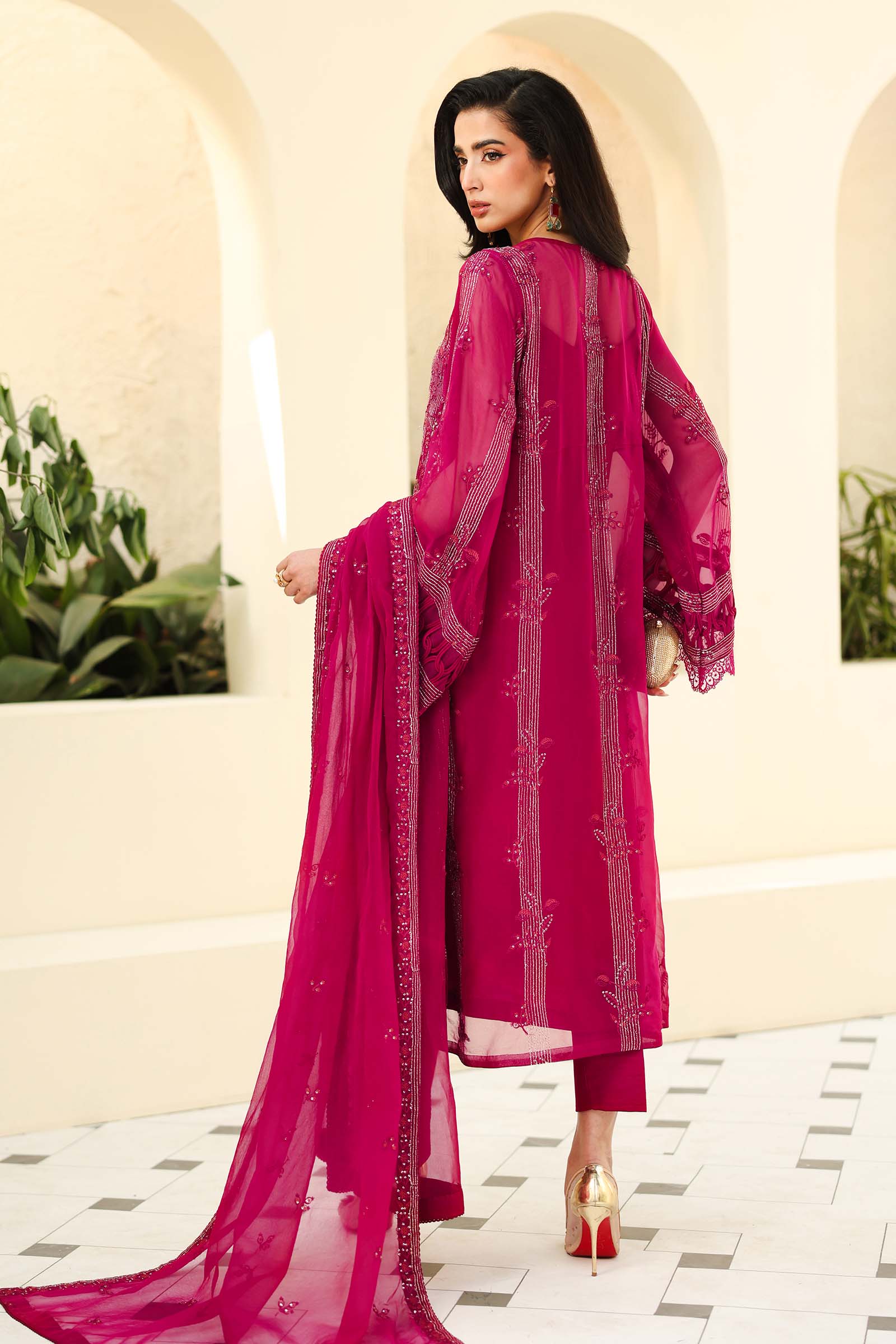 Embroidered Chiffon Fabric (3Pcs) | LF-821 - Image 9