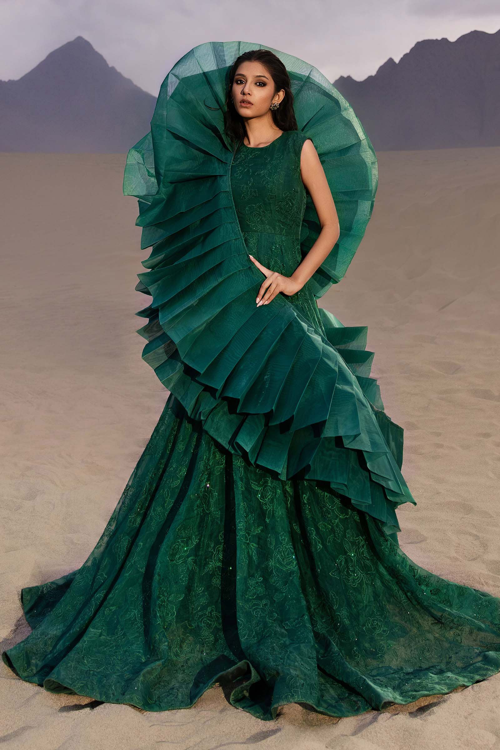 Embroidered Organza Fabric (2Pcs) | LF-909
