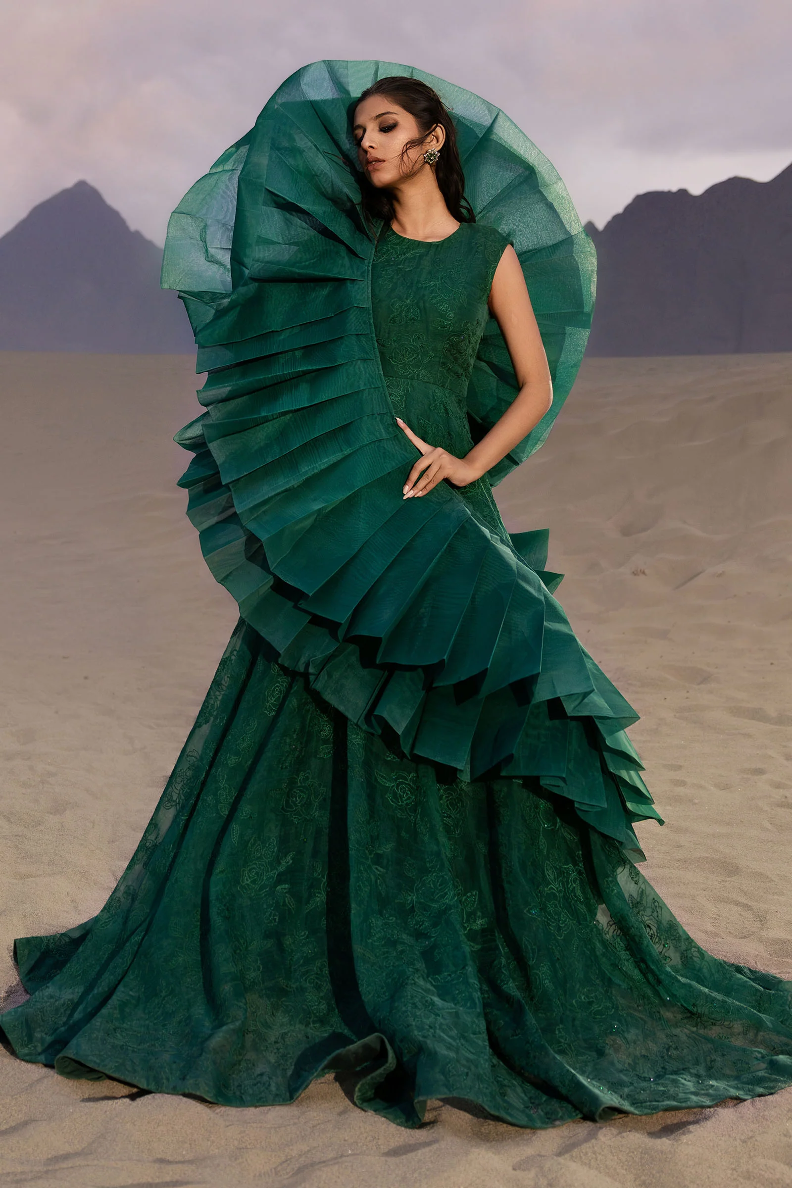 Embroidered Organza Fabric (2Pcs) | LF-909 - Image 3