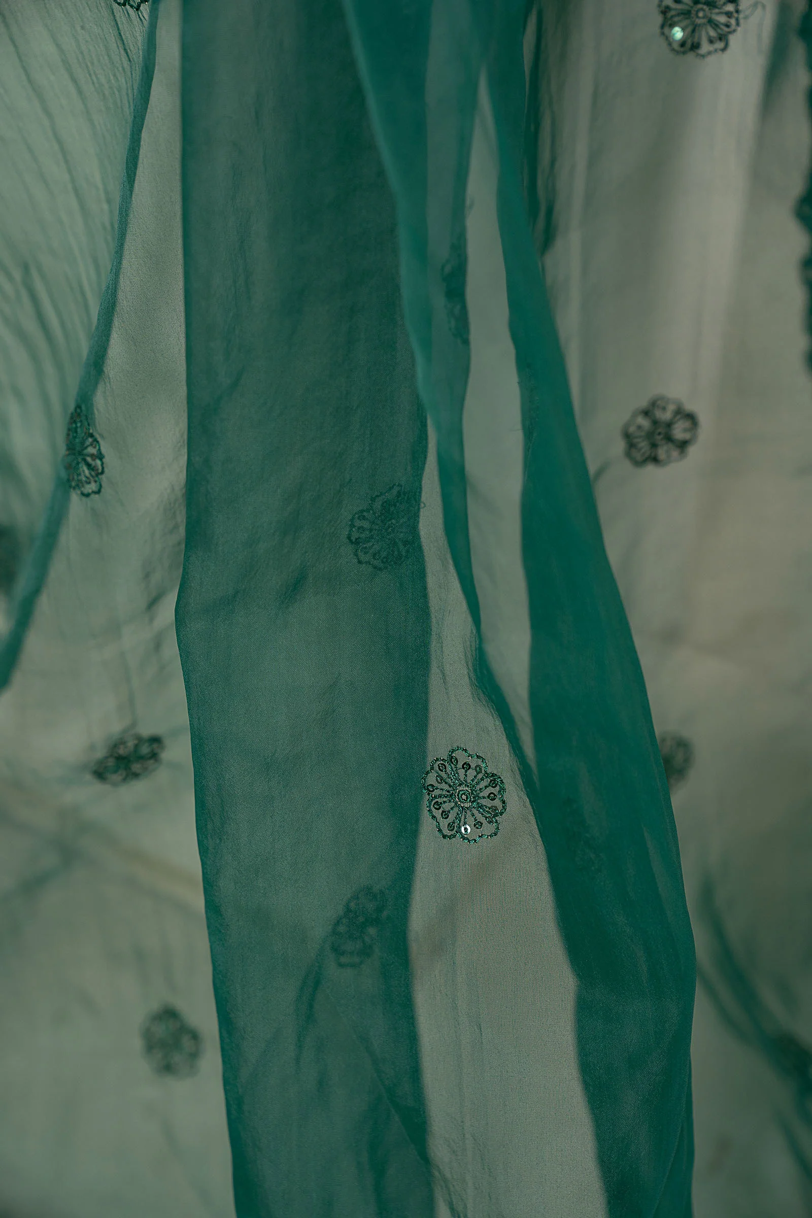 Embroidered Organza Fabric (2Pcs) | LF-909 - Image 7
