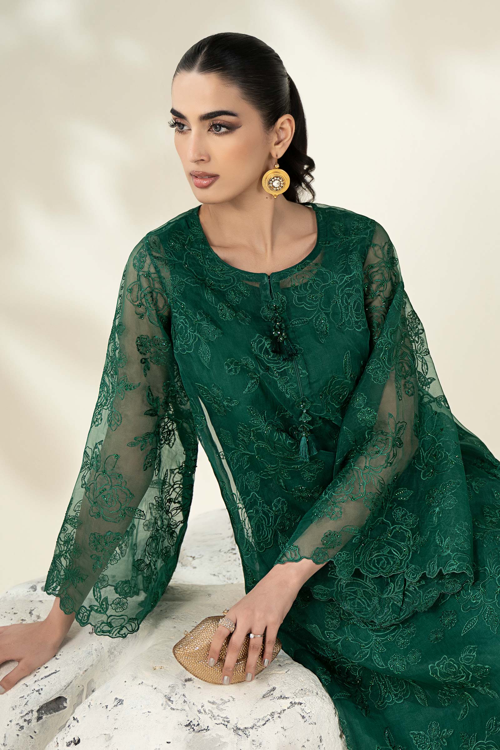 Embroidered Organza Fabric (2Pcs) | LF-909 - Image 8
