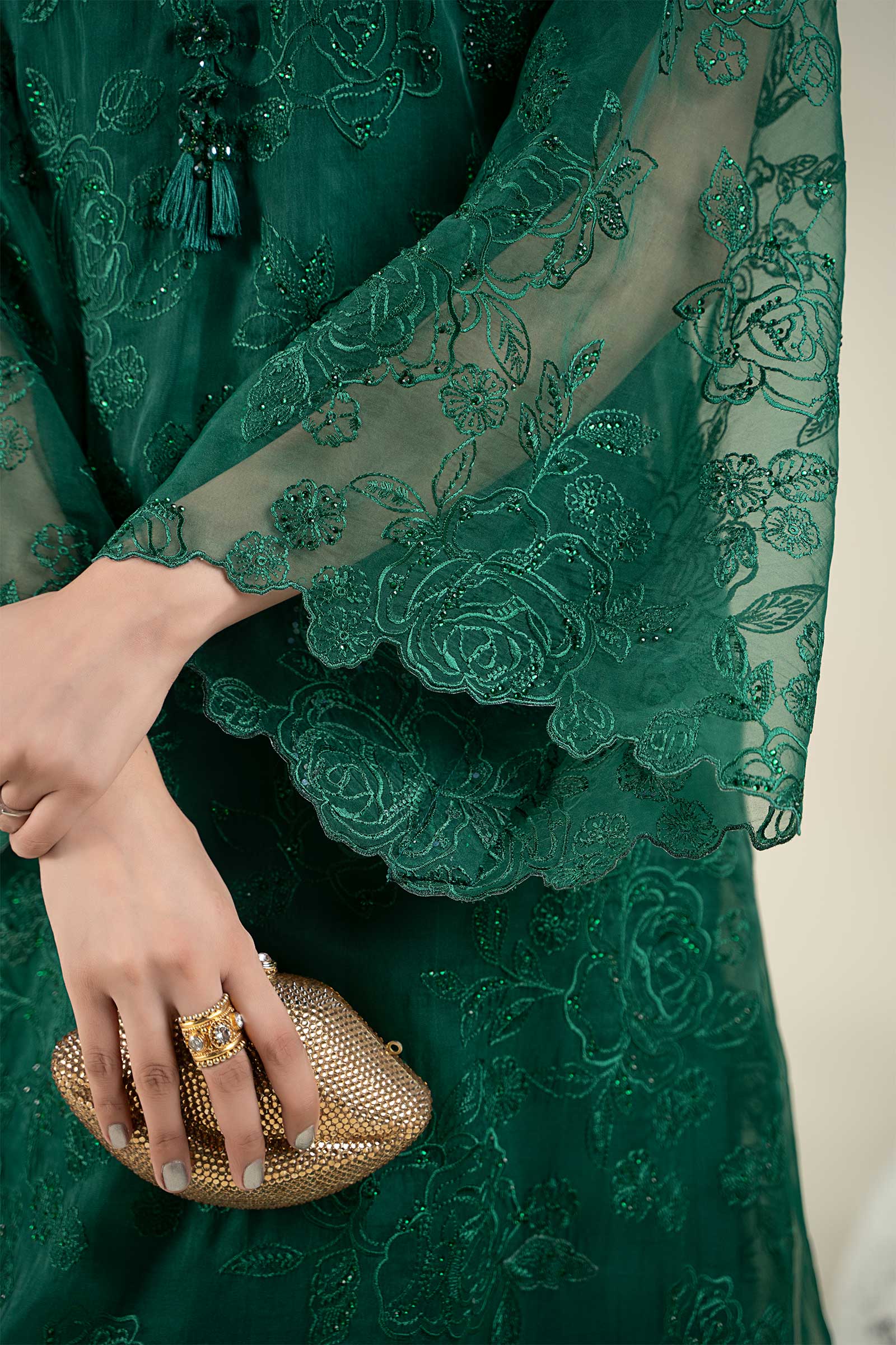 Embroidered Organza Fabric (2Pcs) | LF-909 - Image 9