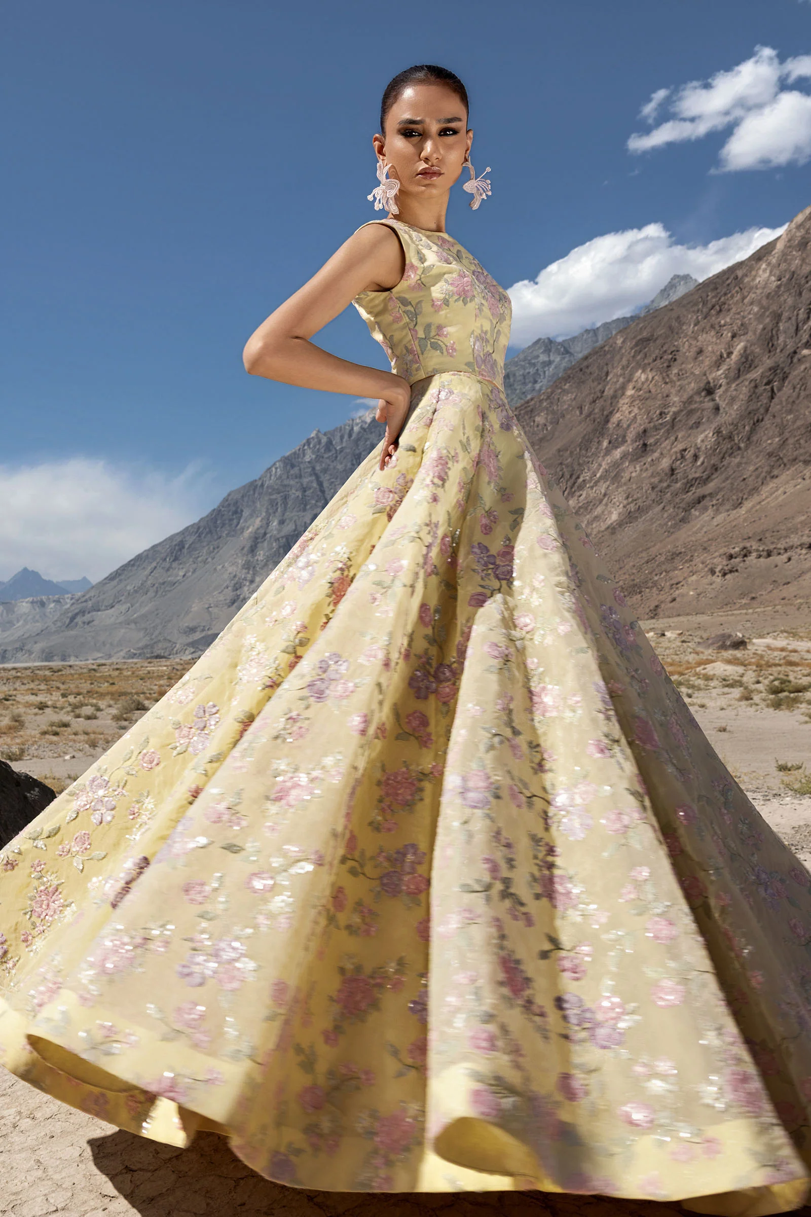 Embroidered Organza Fabric (2Pcs) | LF-910 - Image 4