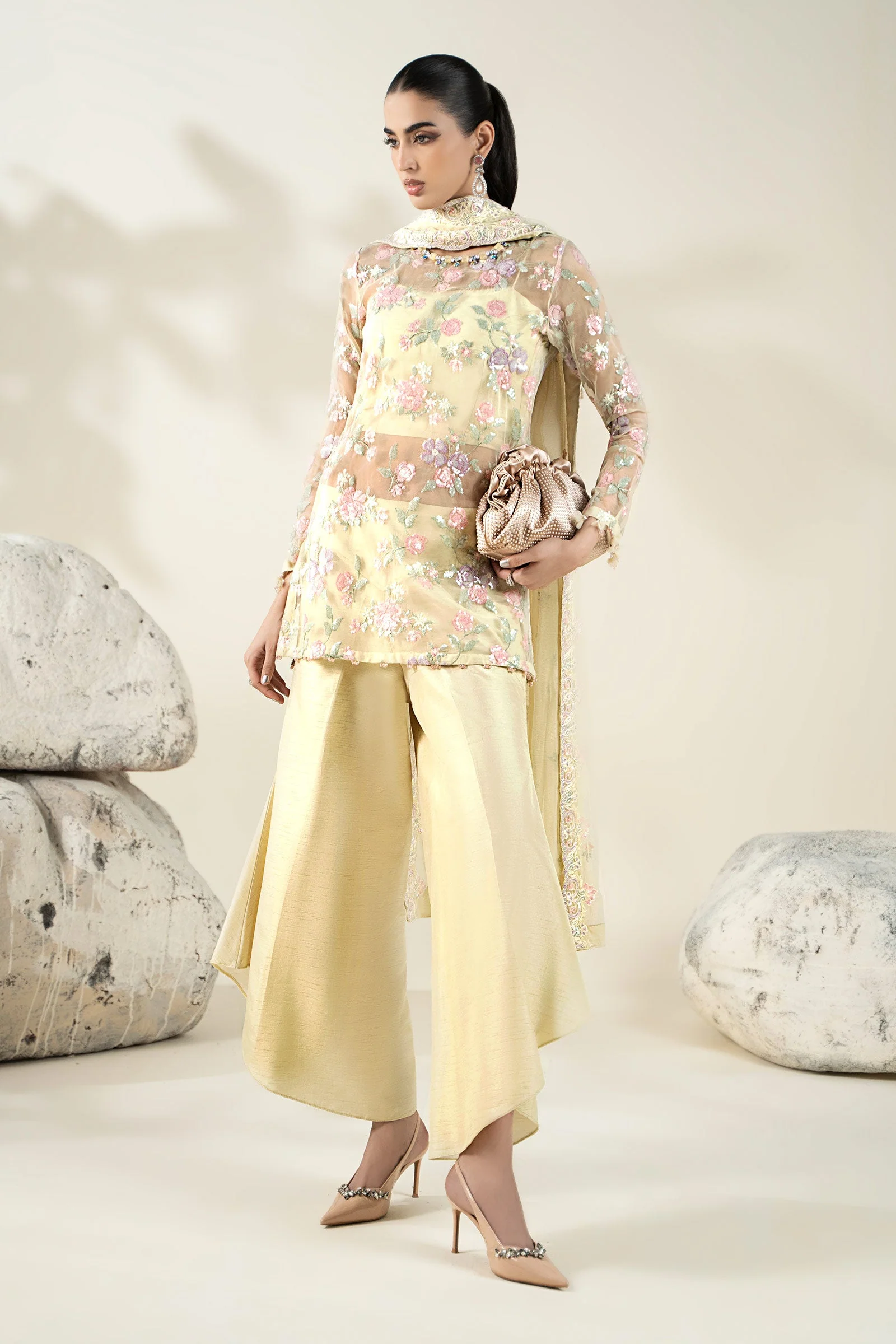 Embroidered Organza Fabric (2Pcs) | LF-910 - Image 8