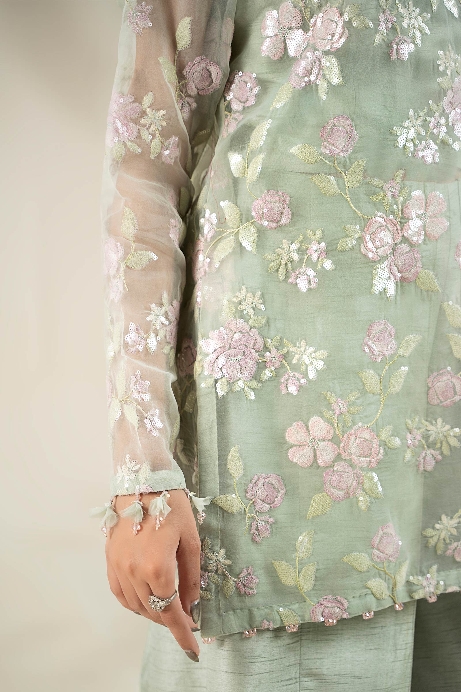 Embroidered Organza Fabric (2Pcs) | LF-911 - Image 11