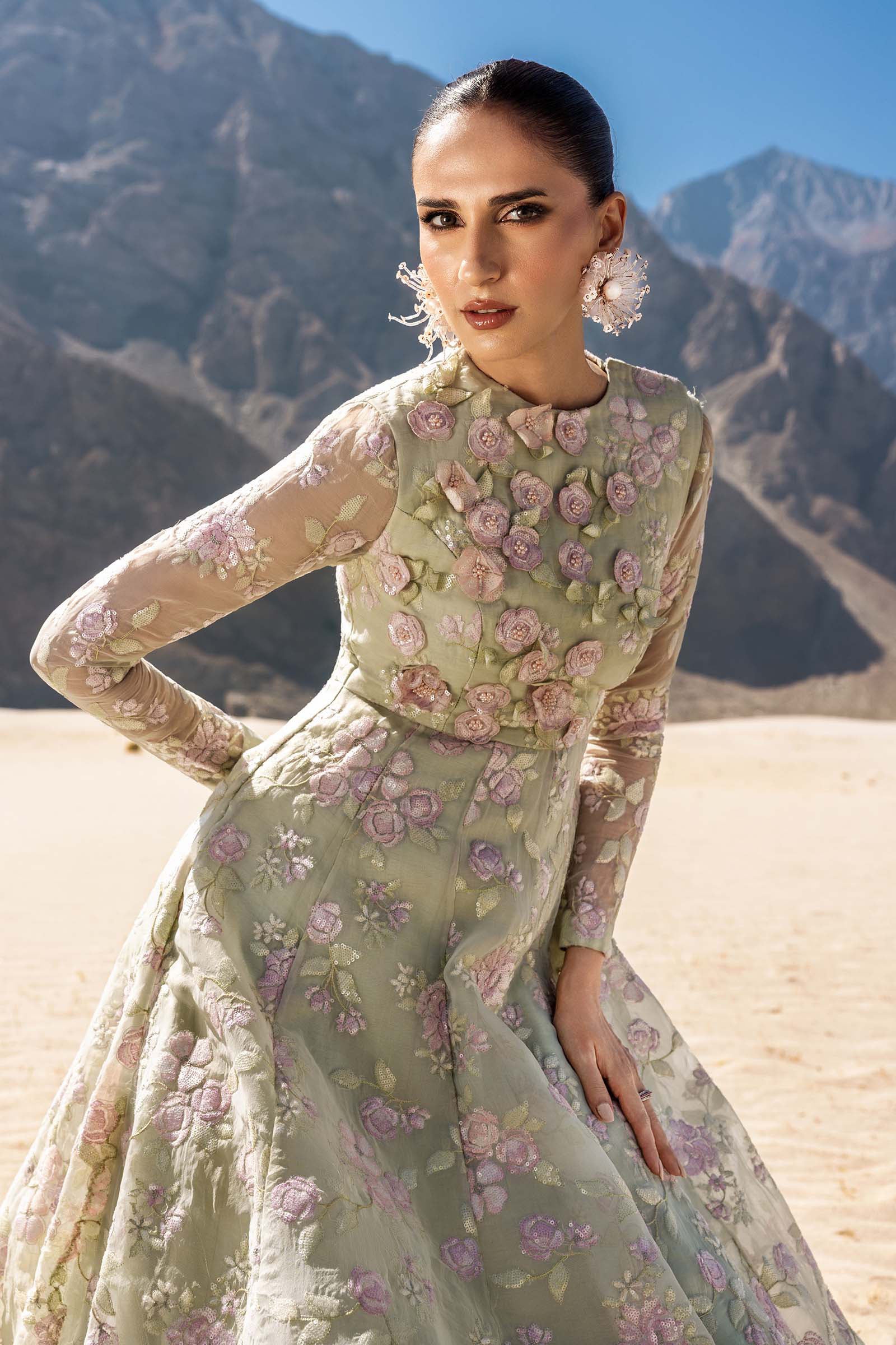 Embroidered Organza Fabric (2Pcs) | LF-911 - Image 2