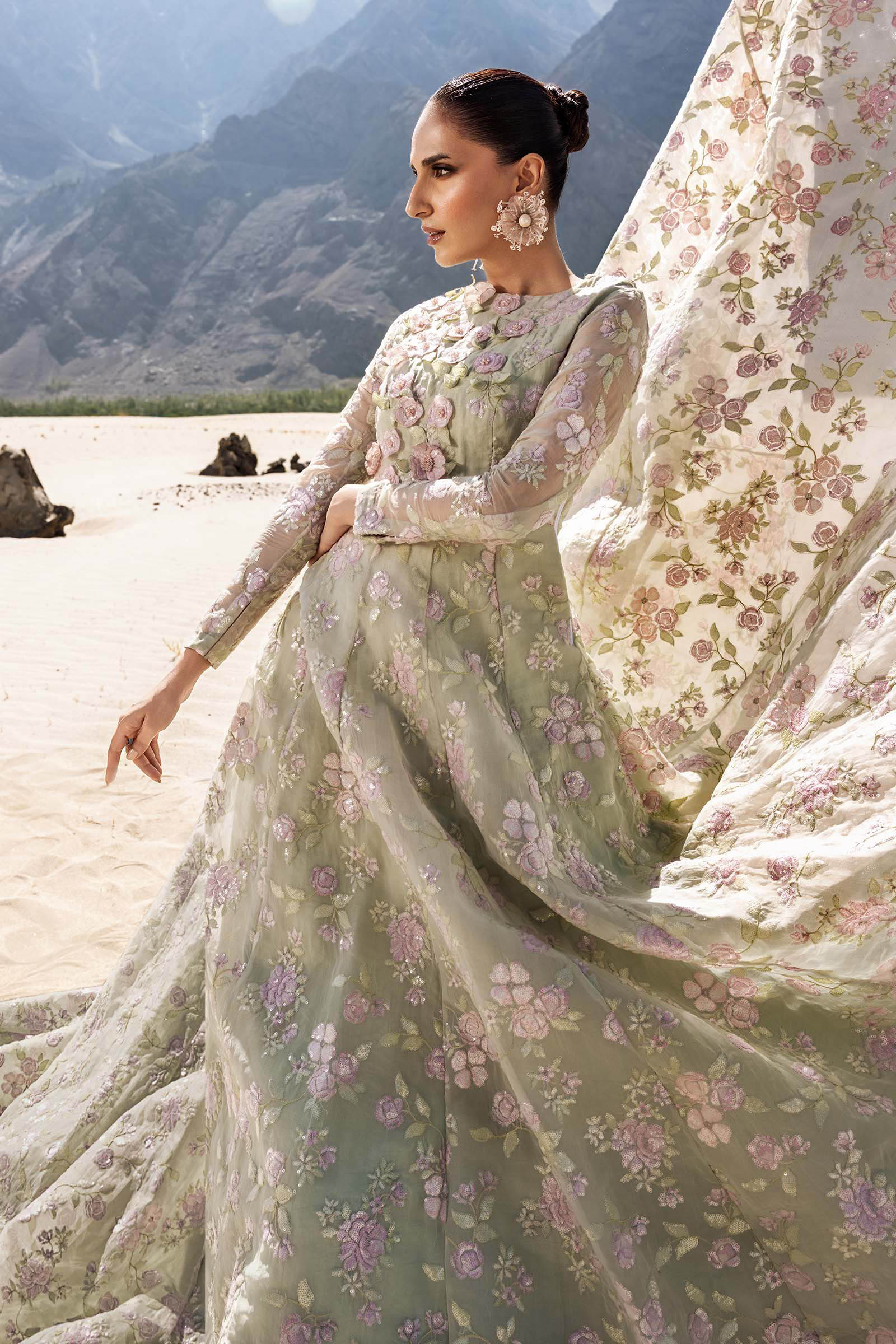 Embroidered Organza Fabric (2Pcs) | LF-911 - Image 3