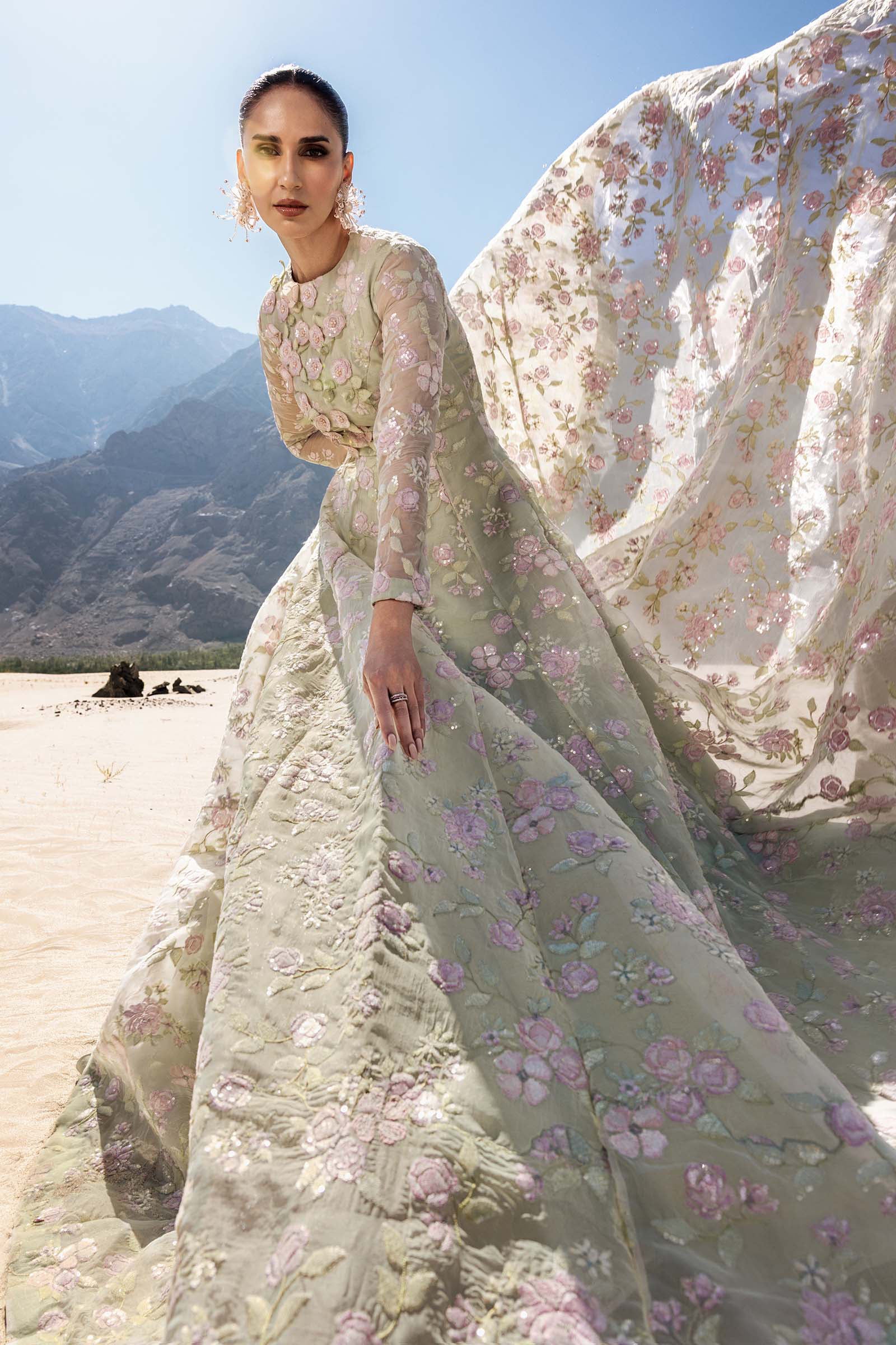 Embroidered Organza Fabric (2Pcs) | LF-911 - Image 4