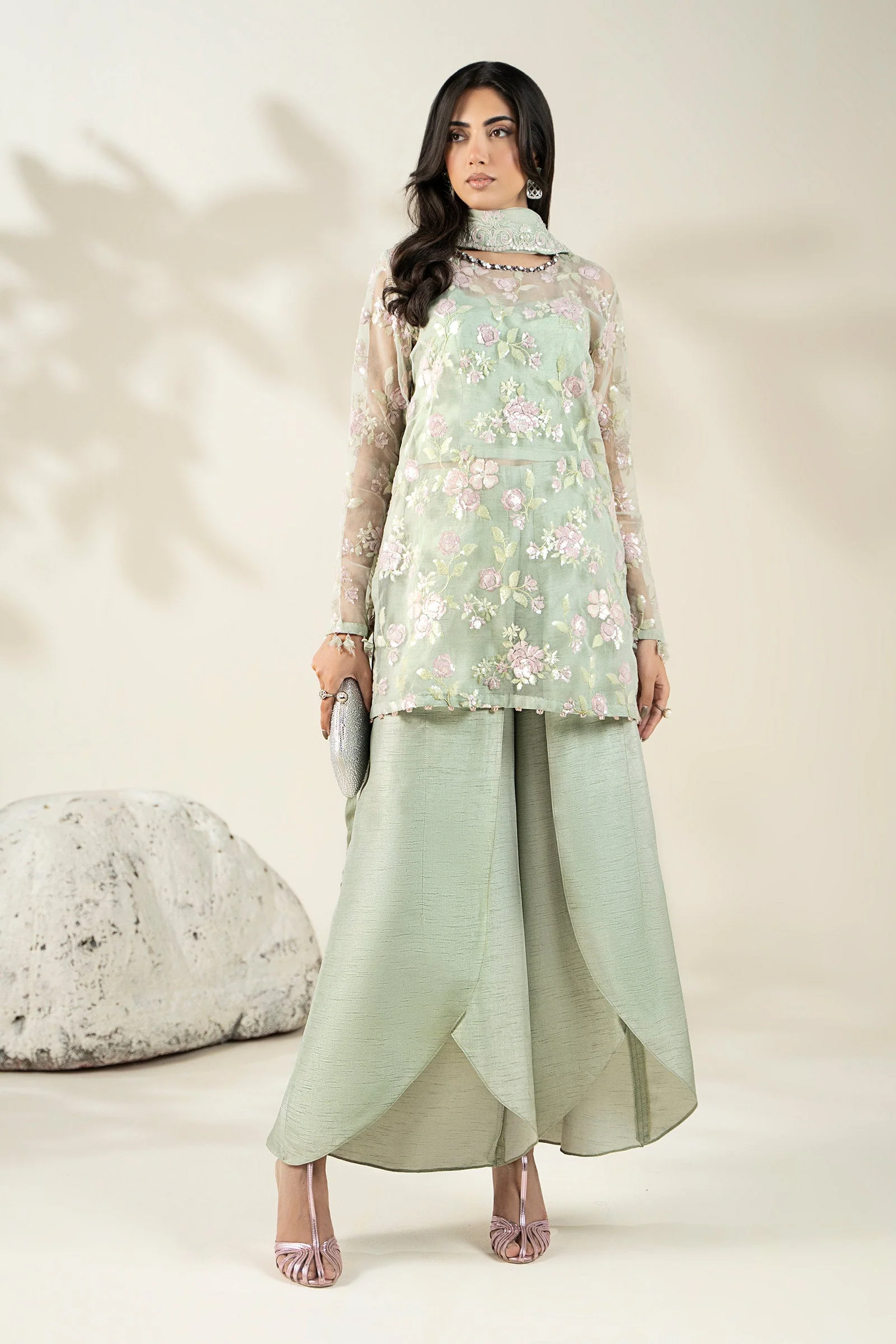 Embroidered Organza Fabric (2Pcs) | LF-911 - Image 7
