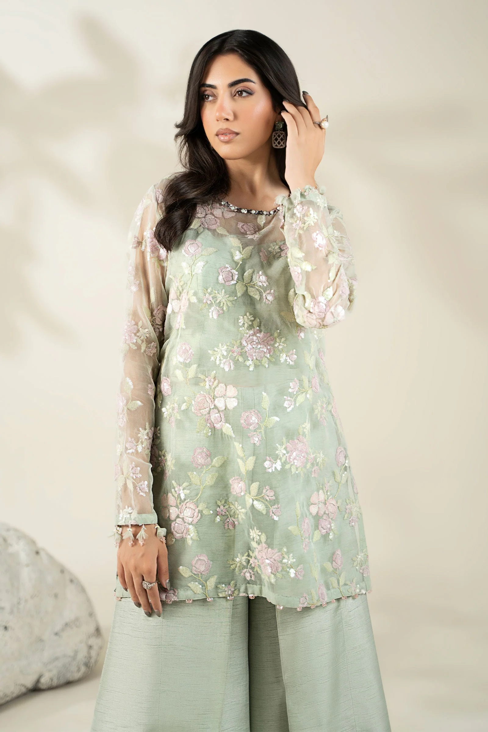 Embroidered Organza Fabric (2Pcs) | LF-911 - Image 8