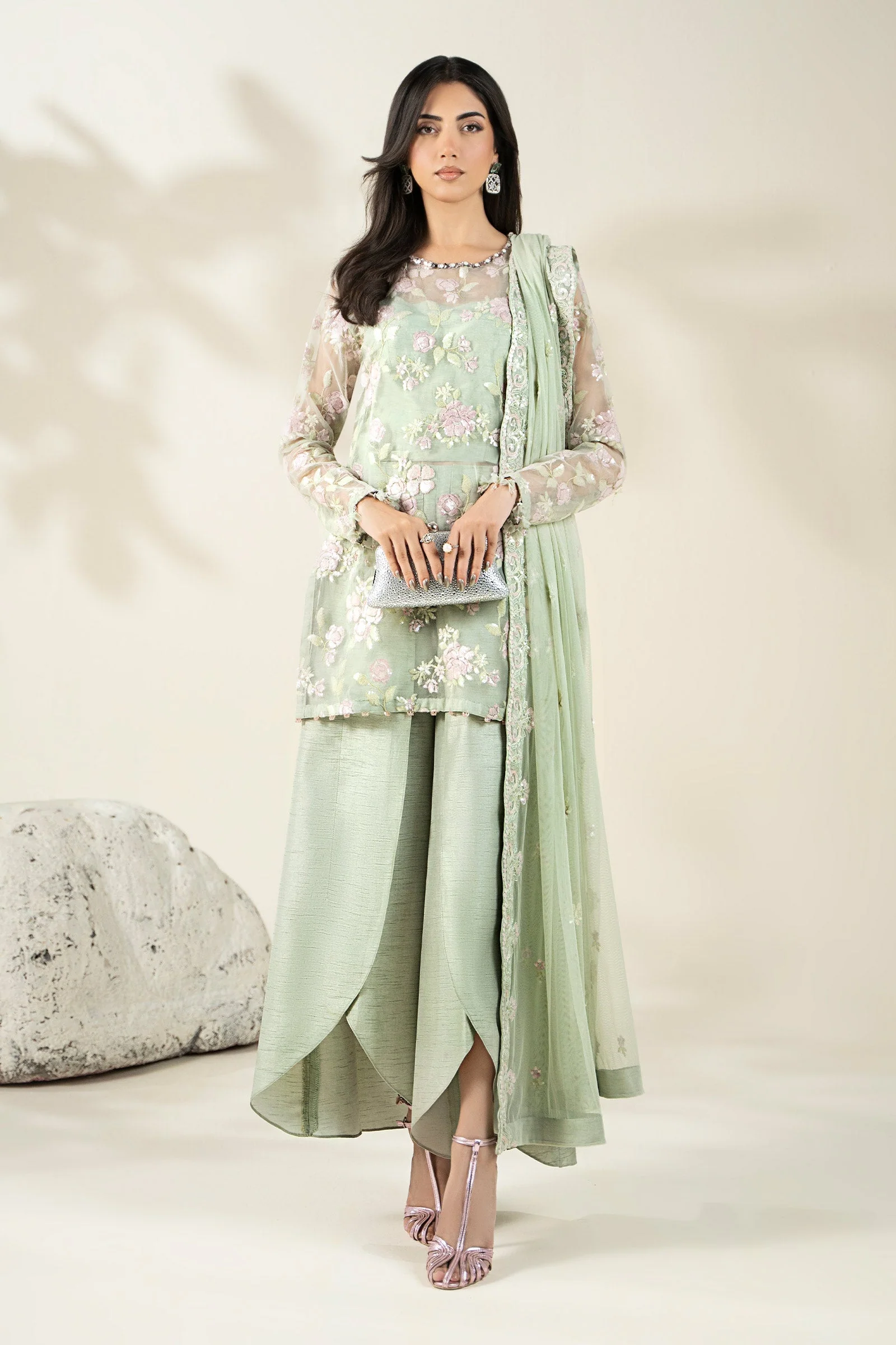 Embroidered Organza Fabric (2Pcs) | LF-911 - Image 9