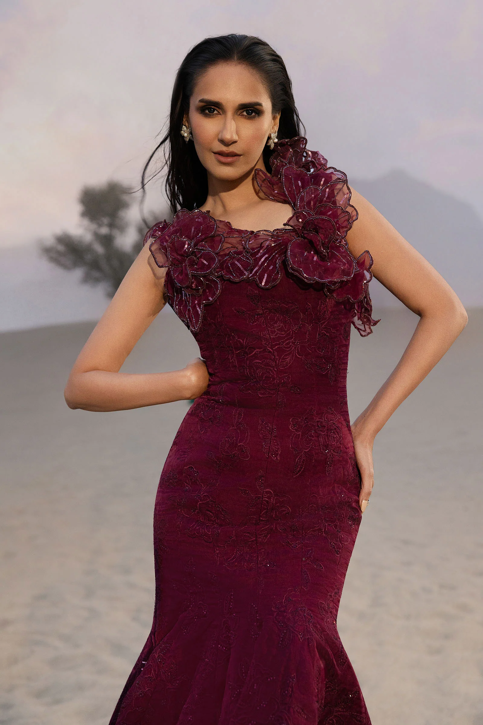 Embroidered Organza Fabric (1Pc) | LF-912 - Image 2