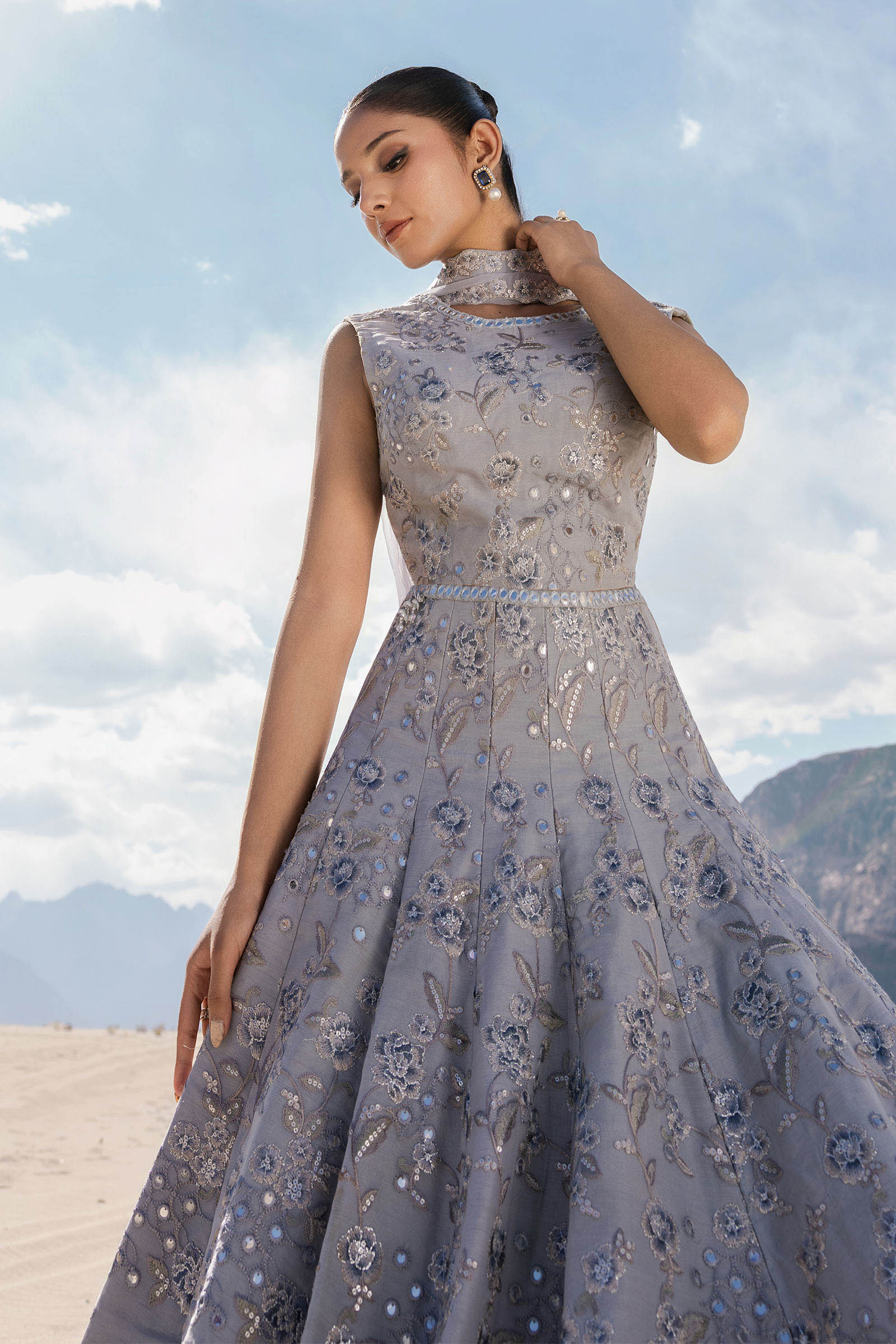 Embroidered Chiffon Fabric (2Pcs) | LF-917 - Image 3