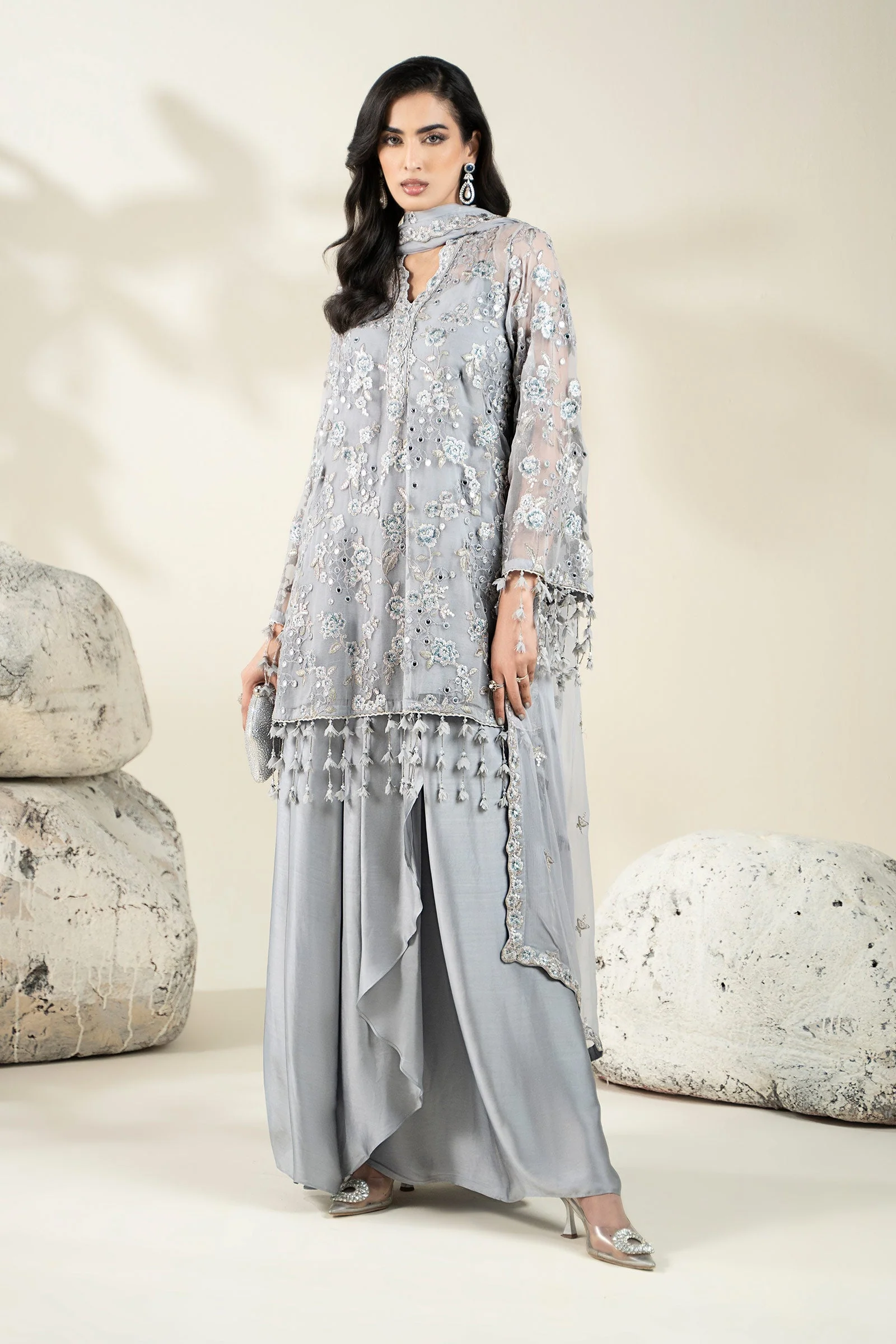 Embroidered Chiffon Fabric (2Pcs) | LF-917 - Image 8