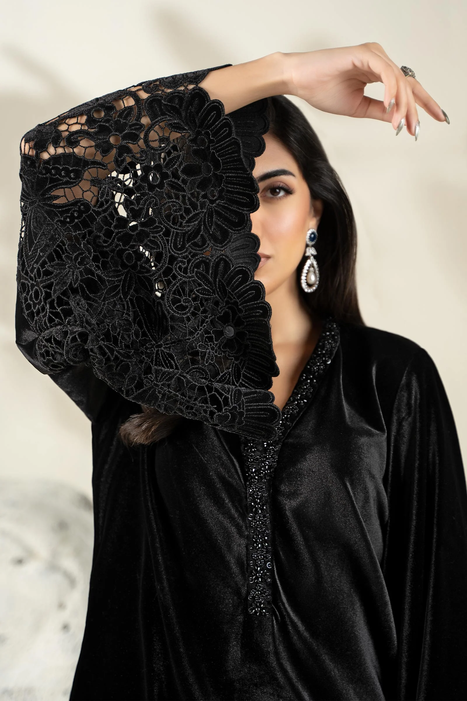 Embroidered Velvet Fabric (1Pc) | LF-CH25-03 - Image 4