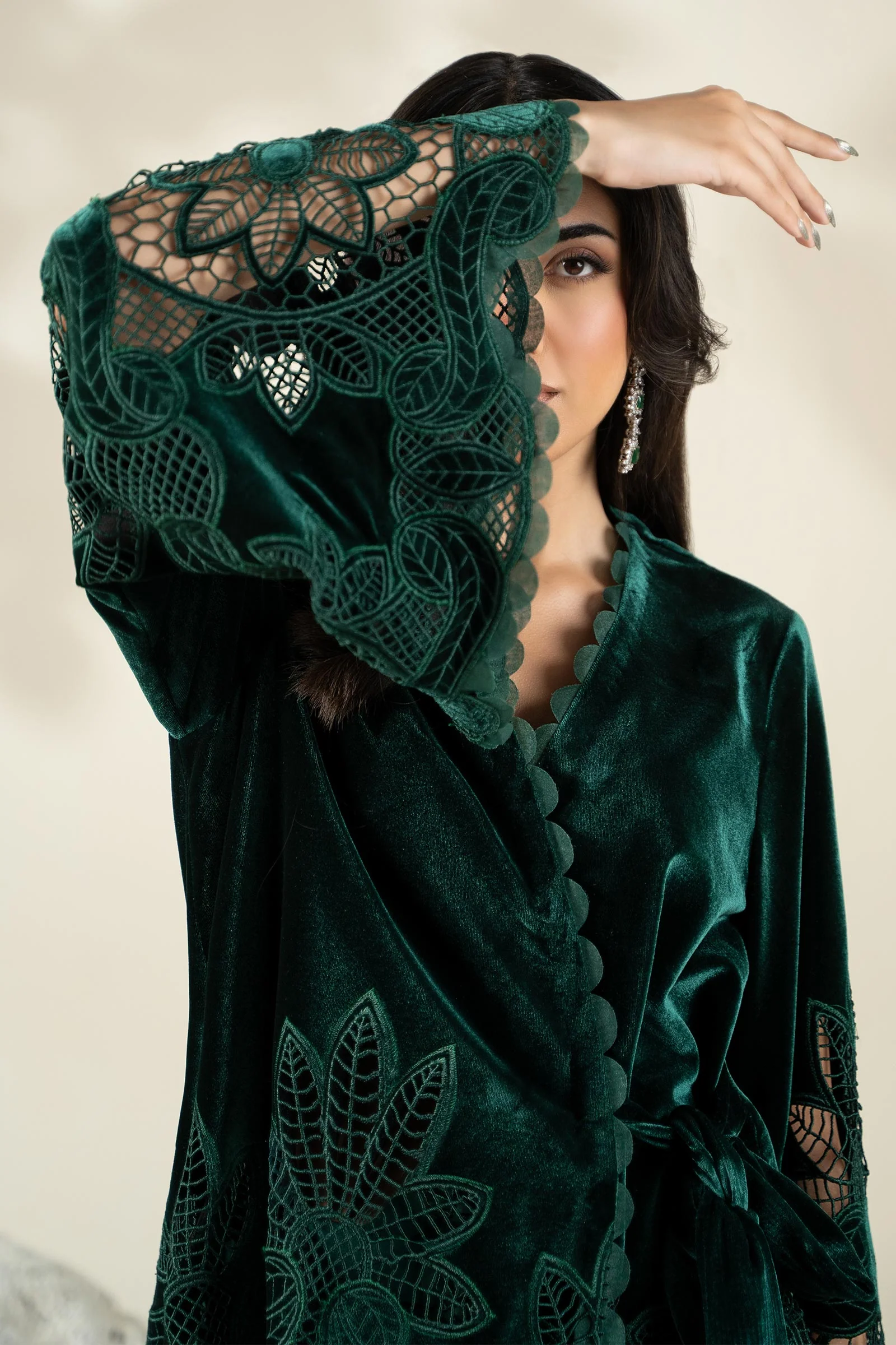 Embroidered Velvet Fabric (1Pc) | LF-CH25-05 - Image 4