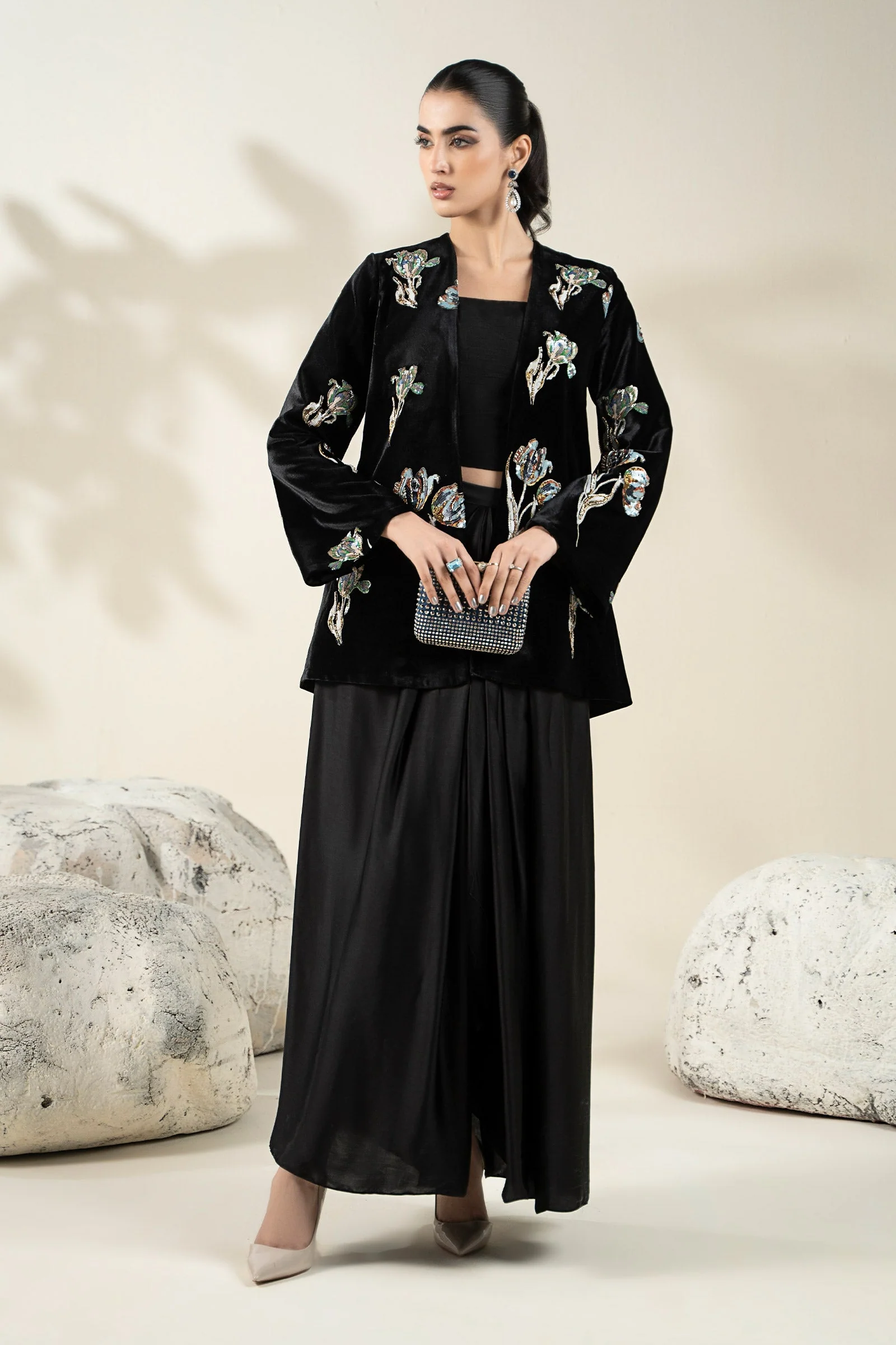 Embellished Velvet Fabric (1Pc) | LF-CH25-07 - Image 10