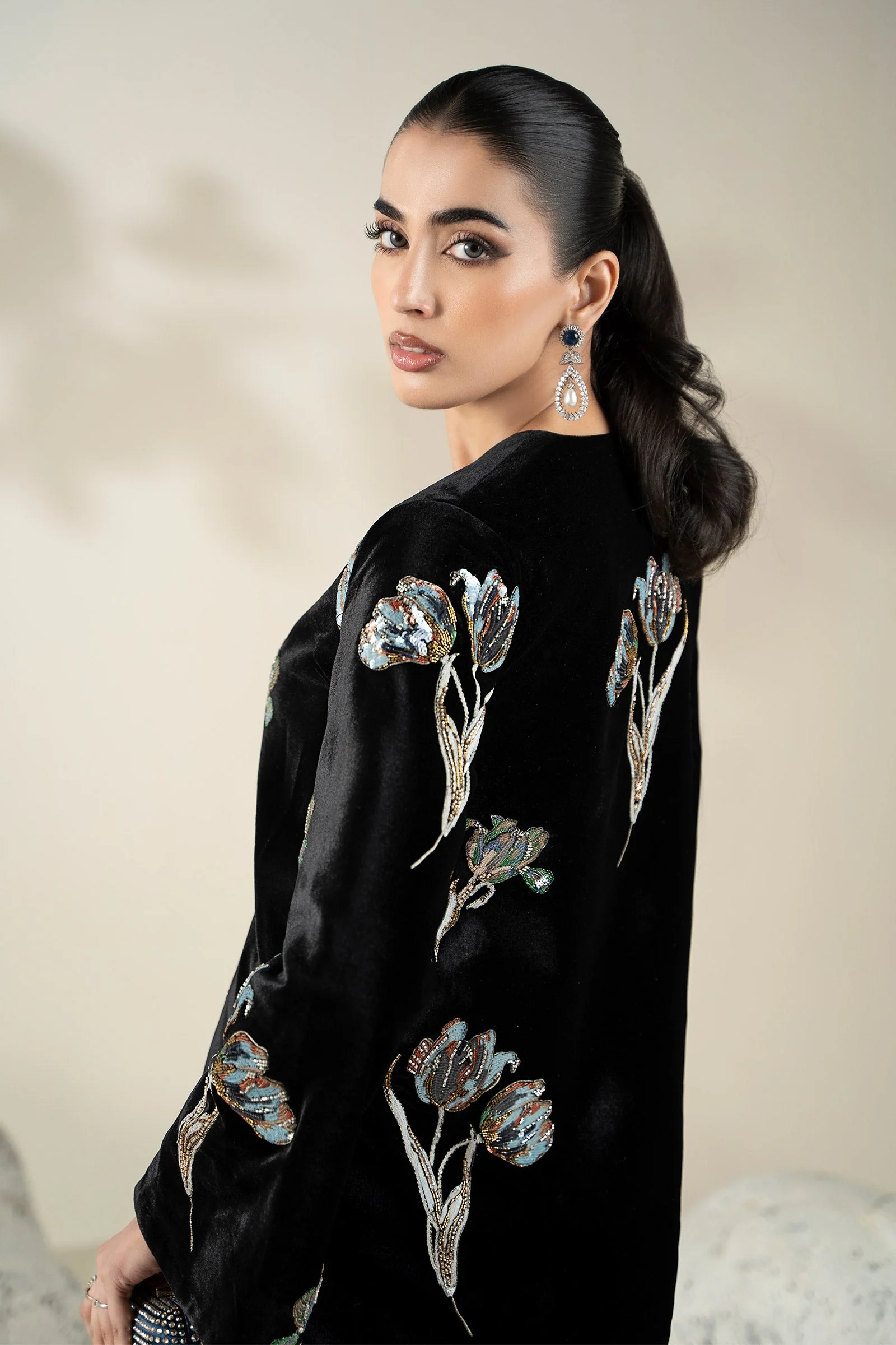 Embellished Velvet Fabric (1Pc) | LF-CH25-07 - Image 11