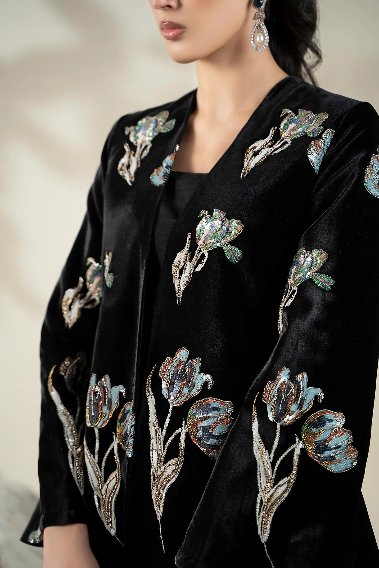 Embellished Velvet Fabric (1Pc) | LF-CH25-07 - Image 12