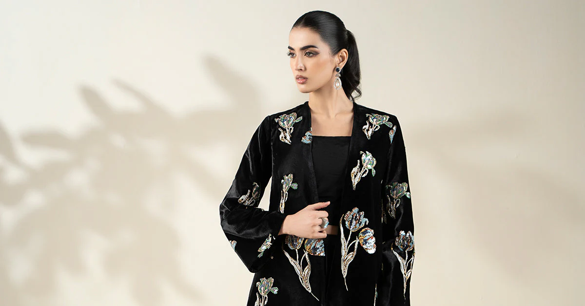 Embellished Velvet Fabric (1Pc) | LF-CH25-07 - Image 16