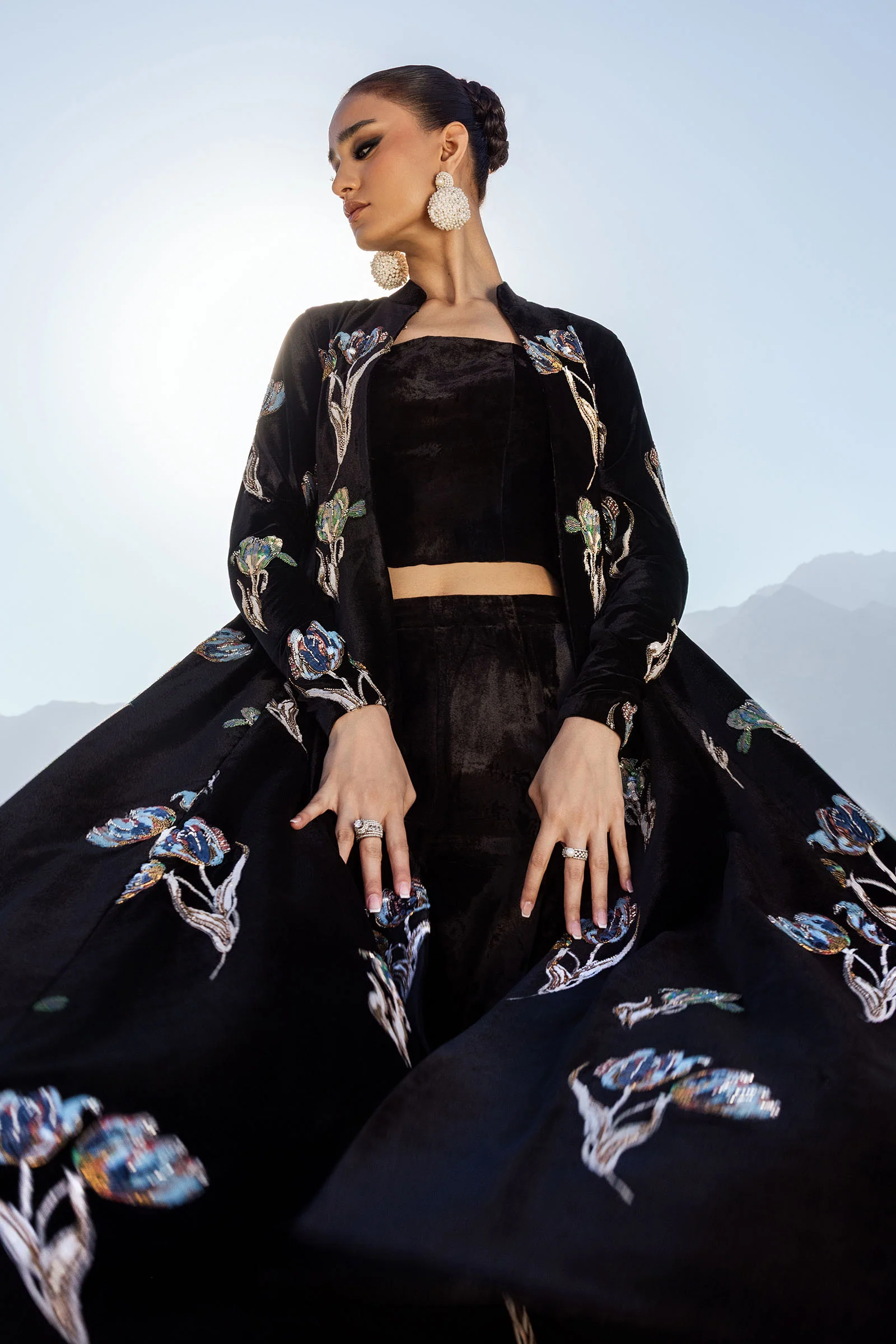 Embellished Velvet Fabric (1Pc) | LF-CH25-07 - Image 2