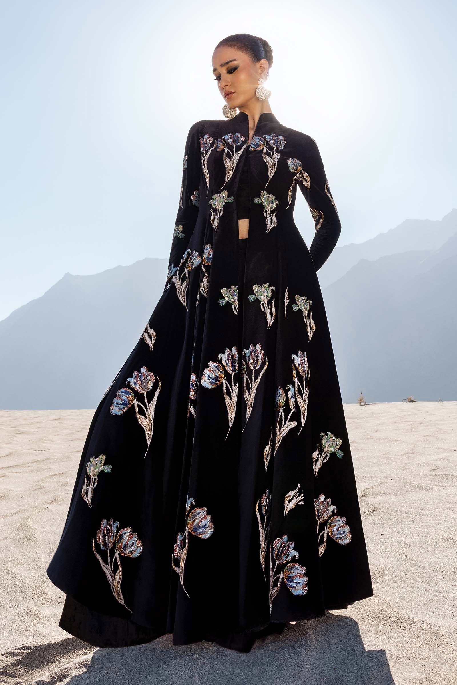 Embellished Velvet Fabric (1Pc) | LF-CH25-07 - Image 3