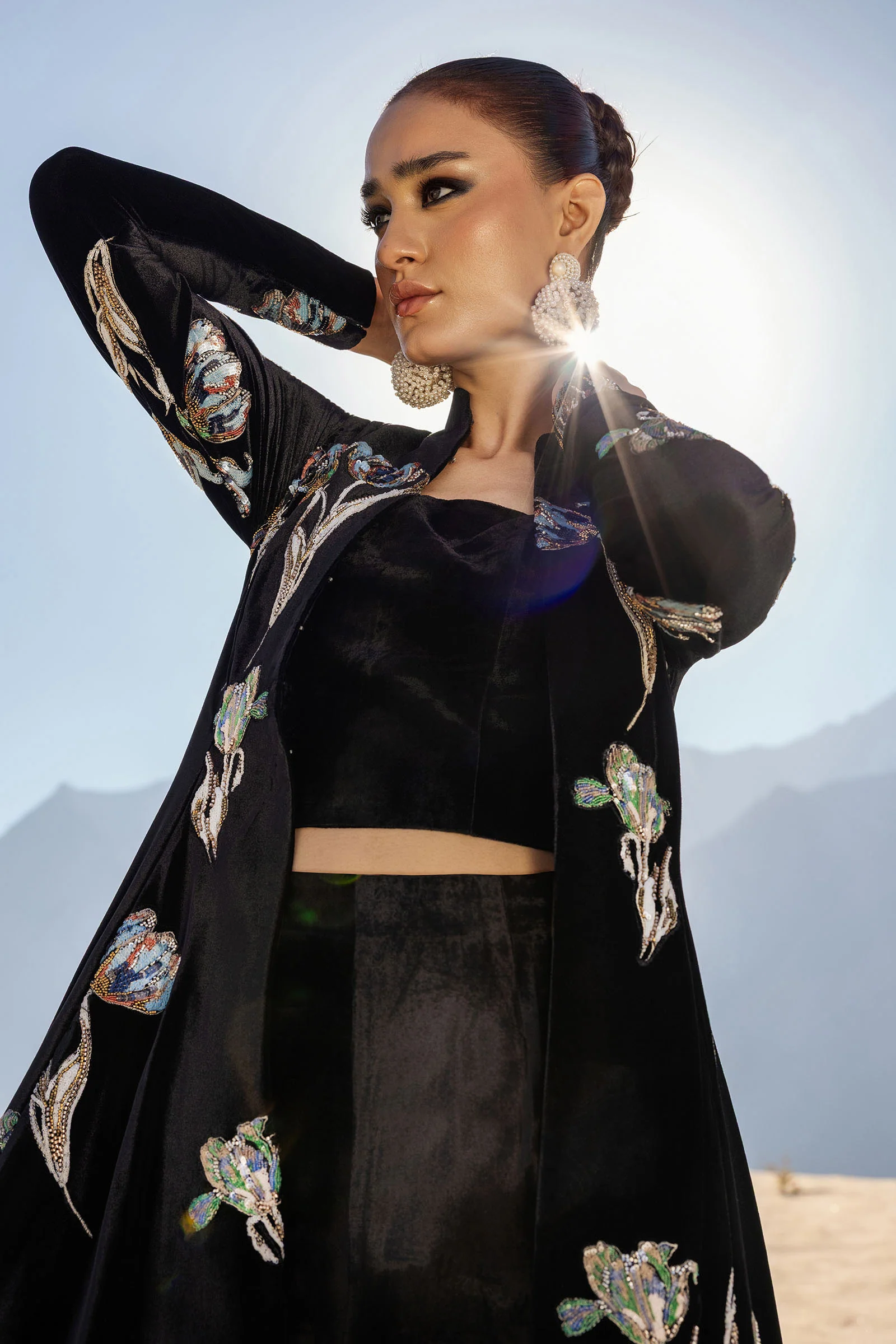 Embellished Velvet Fabric (1Pc) | LF-CH25-07 - Image 4