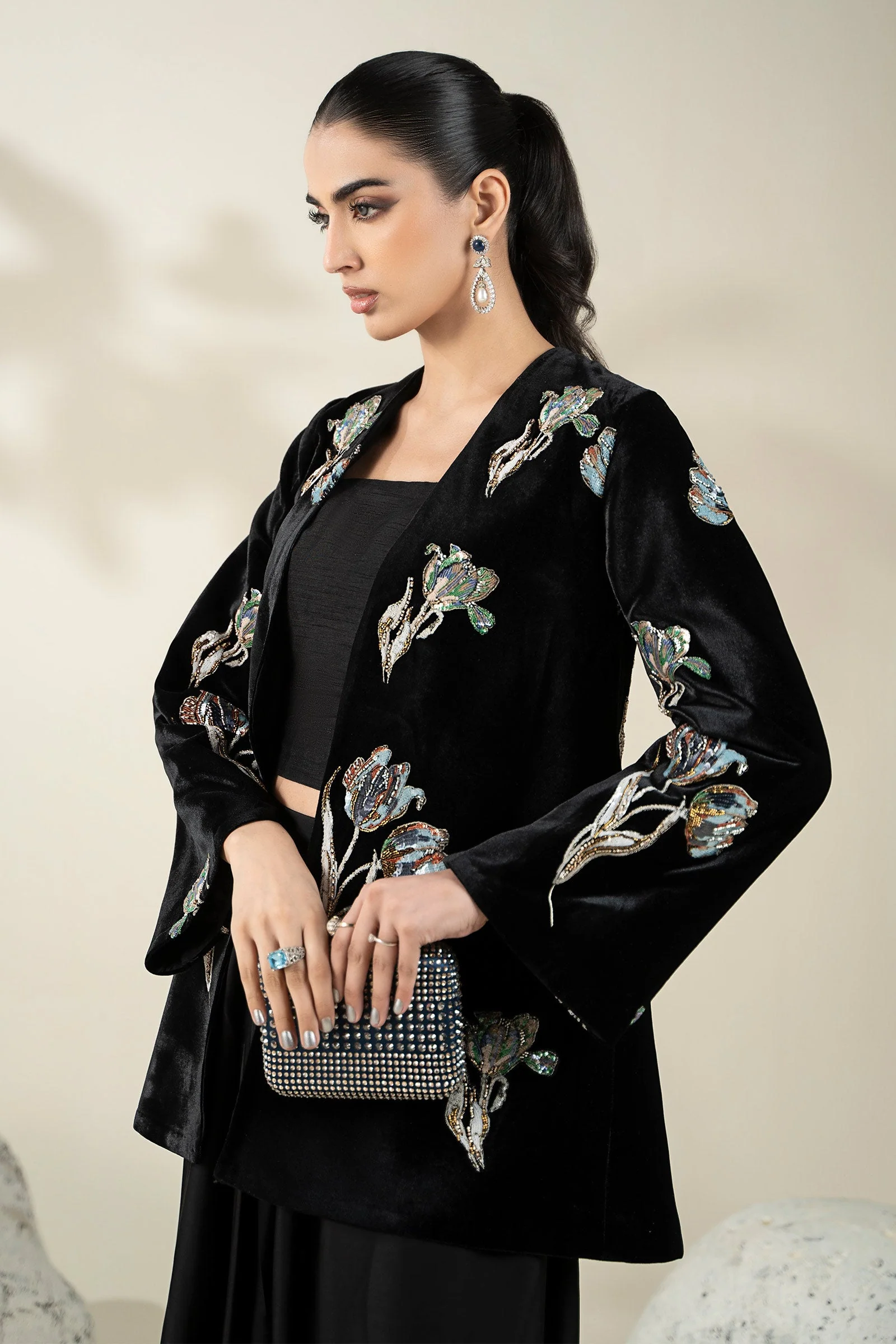 Embellished Velvet Fabric (1Pc) | LF-CH25-07 - Image 8