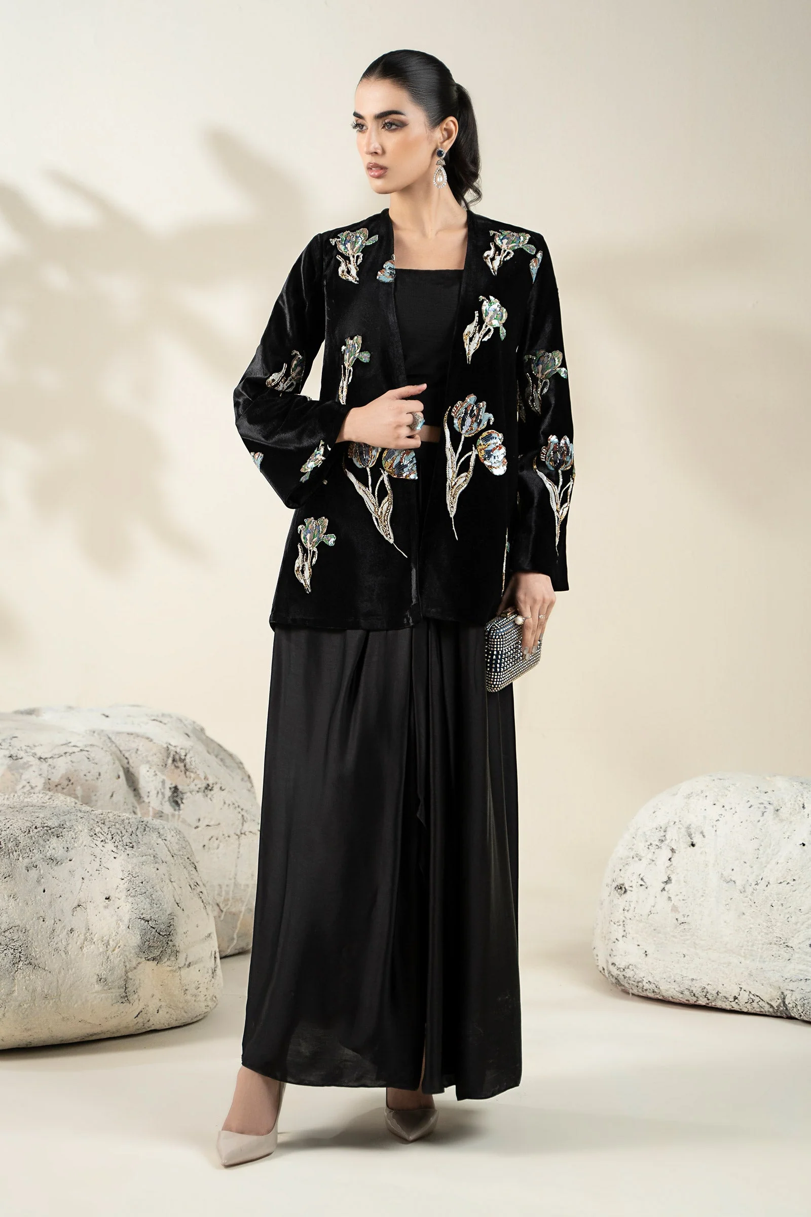 Embellished Velvet Fabric (1Pc) | LF-CH25-07 - Image 9