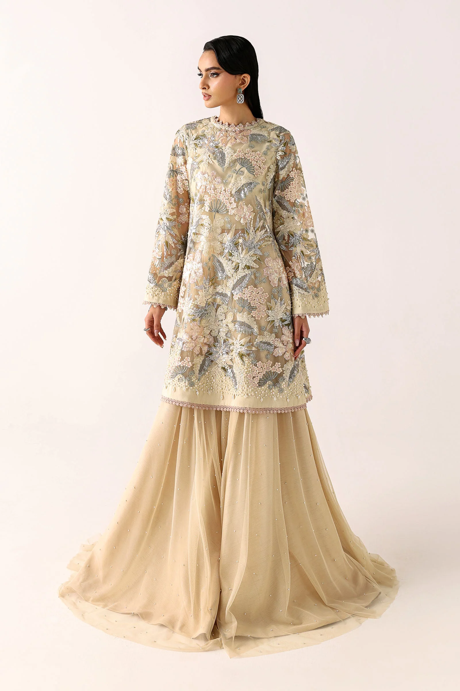 Embroidered Net Fabric (1Pc)